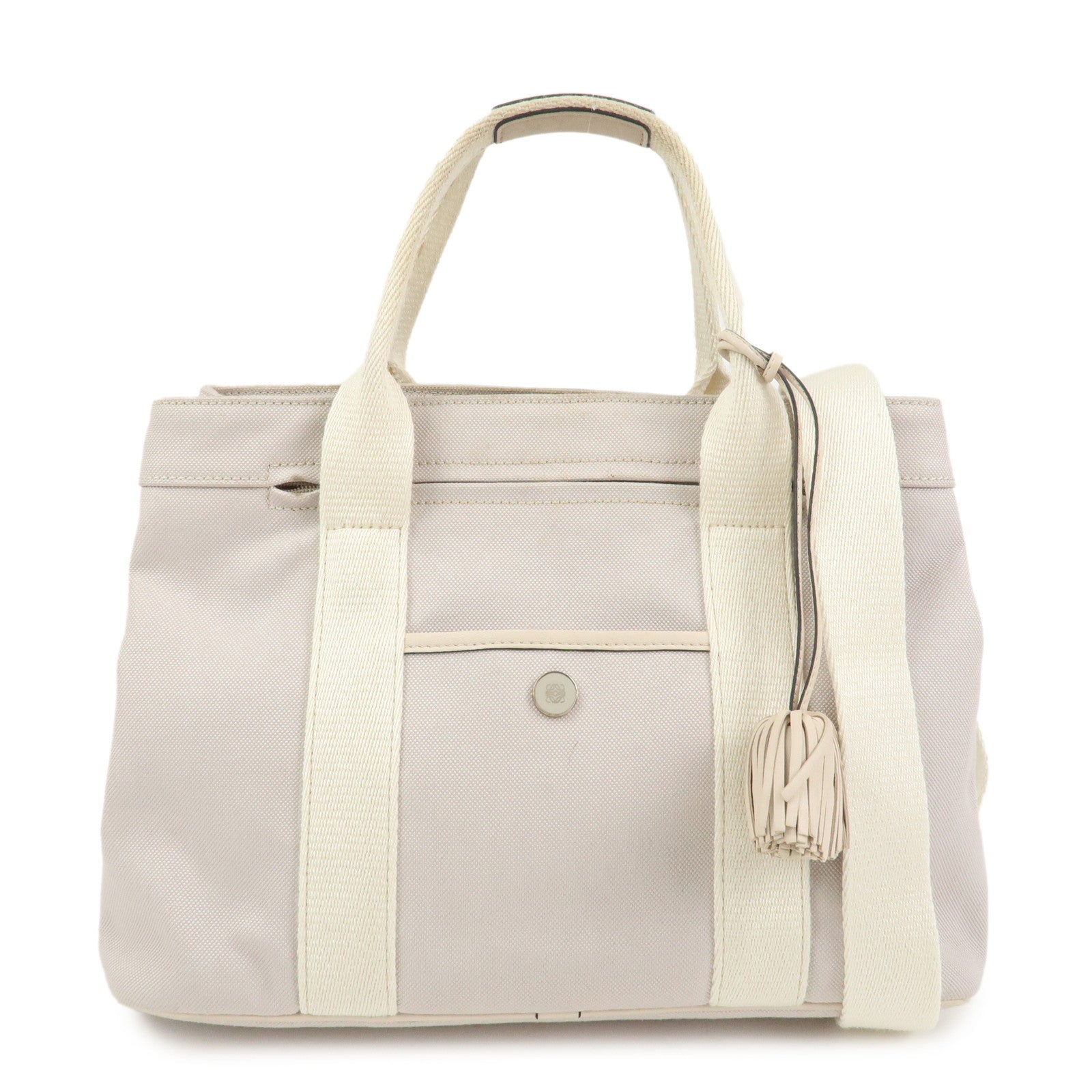 LOEWE Anagram Logo Canvas 2WAY Bag Shoulder Bag Hand Bag Gray