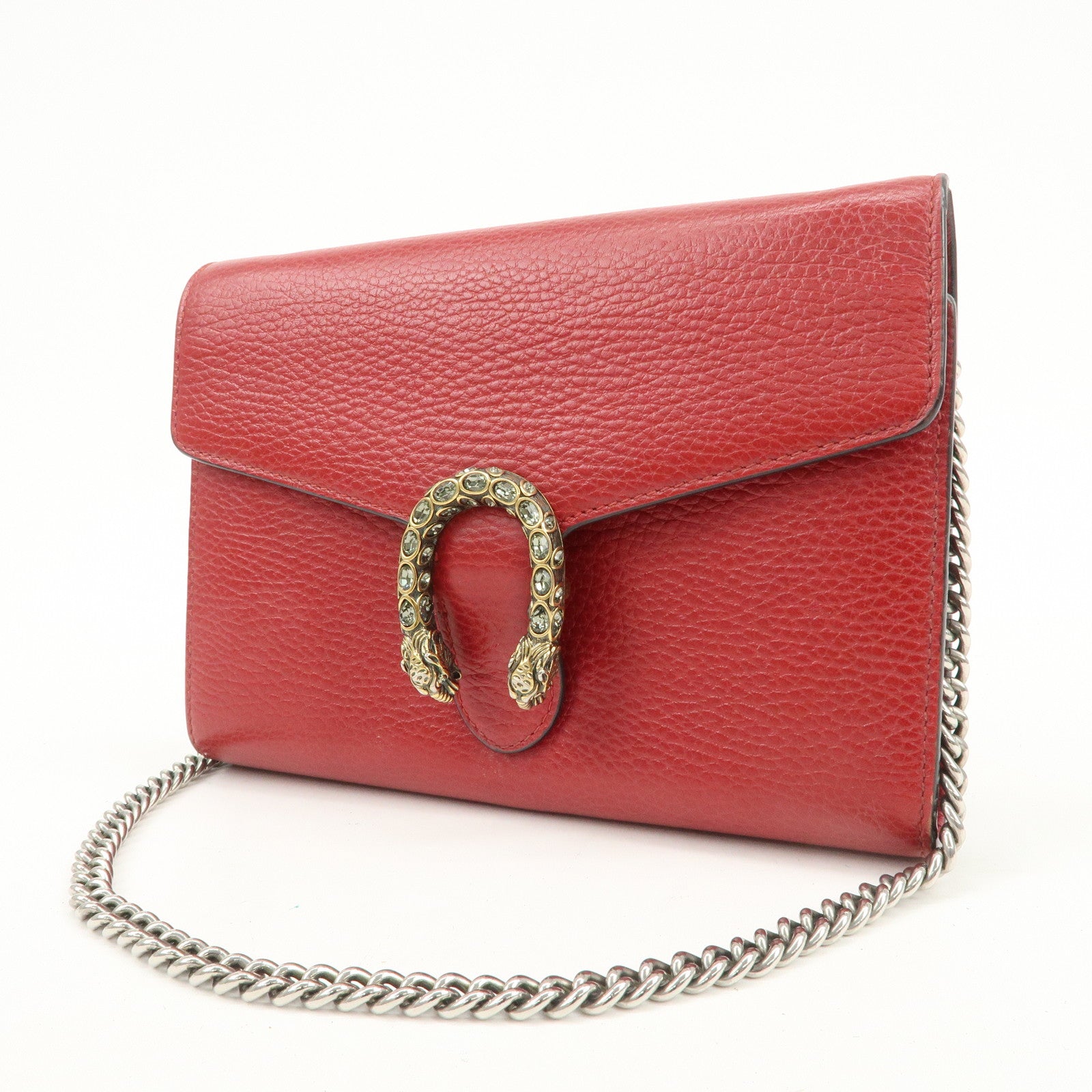 GUCCI Dionysus Leather Chain Shoulder Bag Red 401231