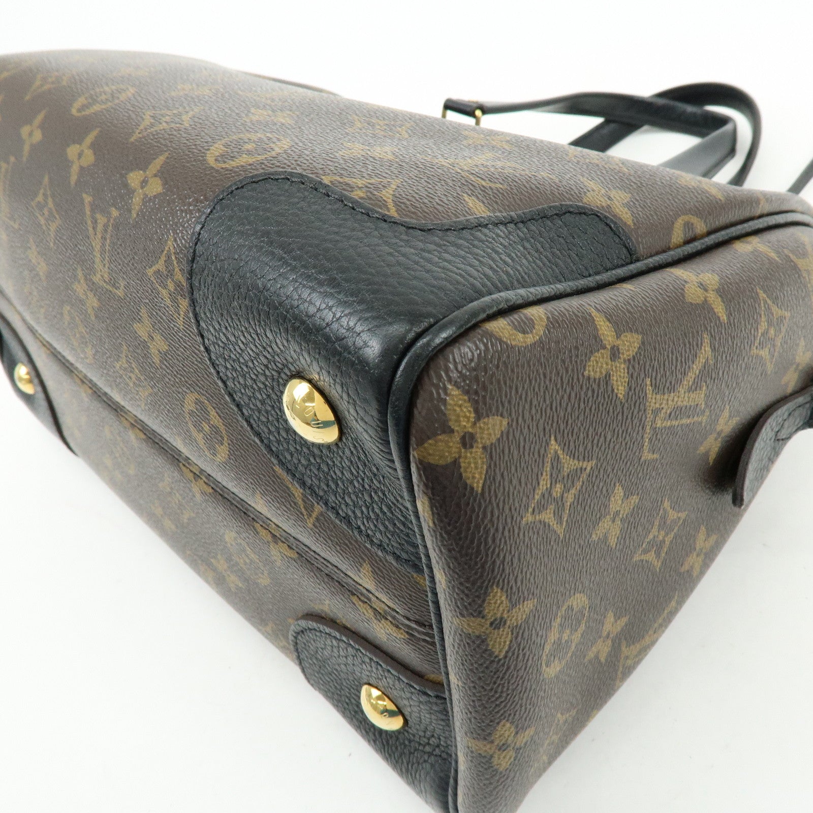 Louis Vuitton Monogram Canvas Leather Retiro Hand Bag Brown M50058