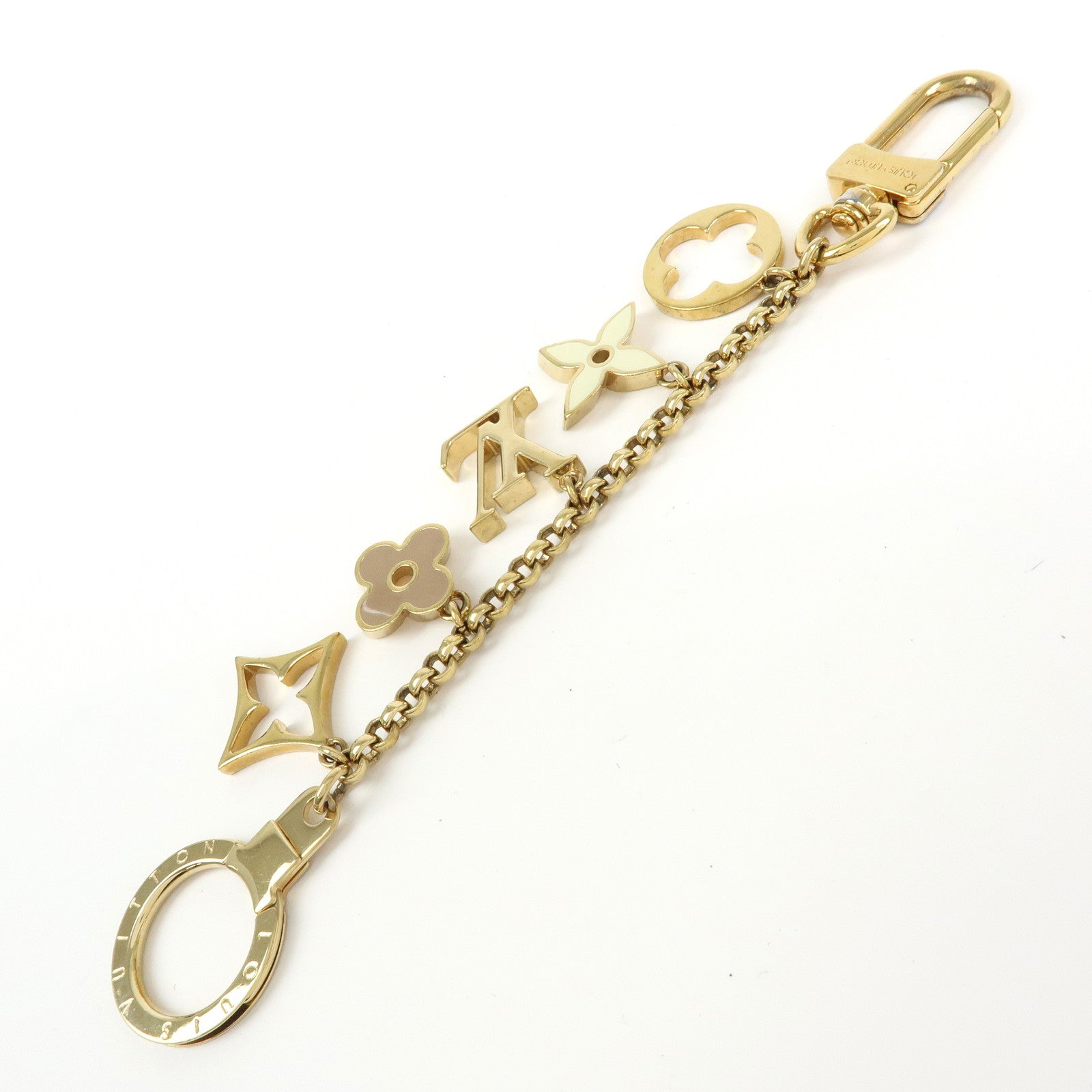 Louis Vuitton Fleur de Monogram Bag Charm Key Chain Gold M65111