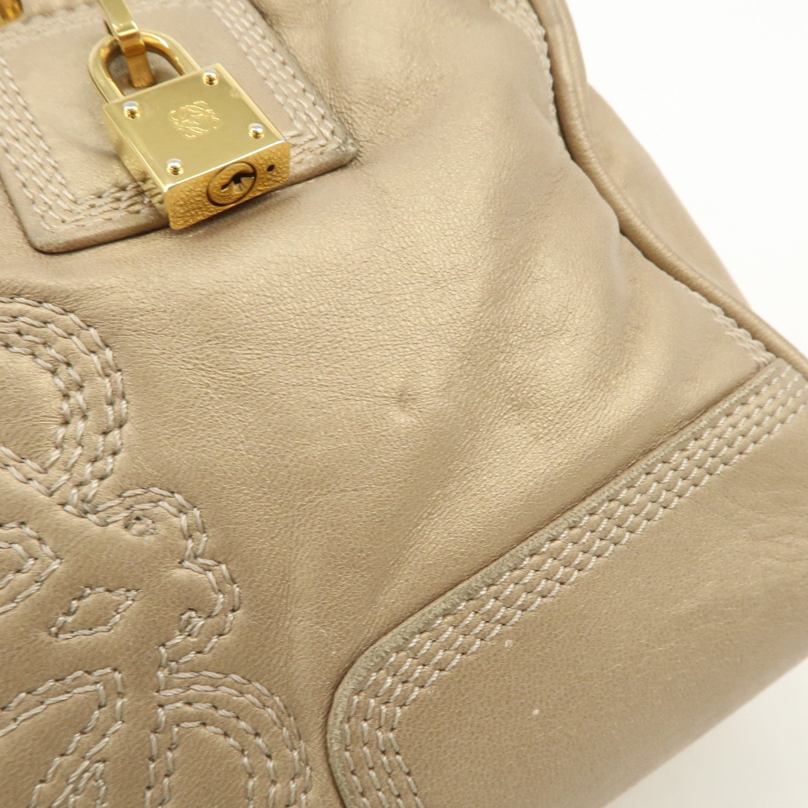 LOEWE Anagram Amazona 28 Nappa Leather Hand Bag Gold