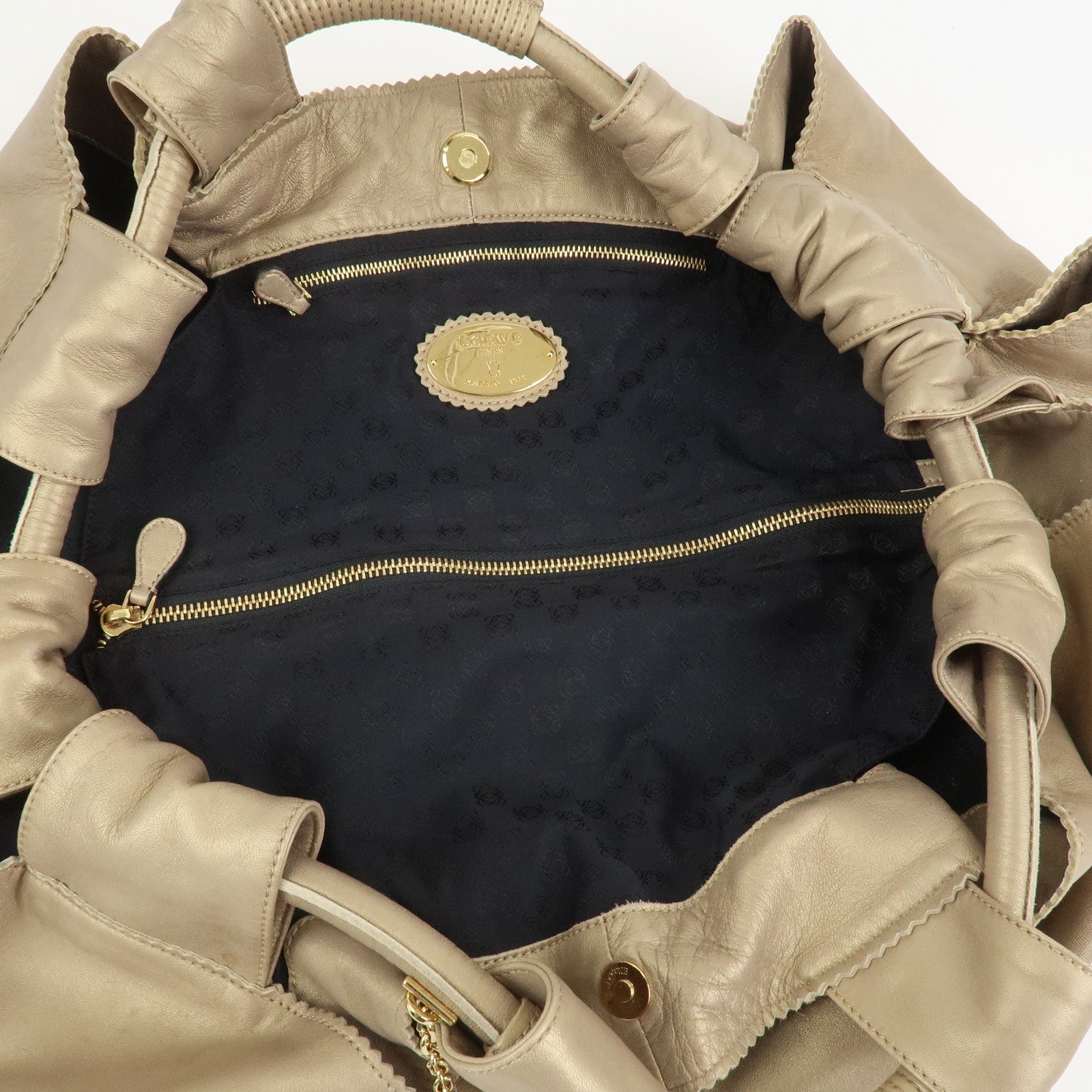 LOEWE Anagram Nappa Aire Leather Hand Bag Tote Bag Gold