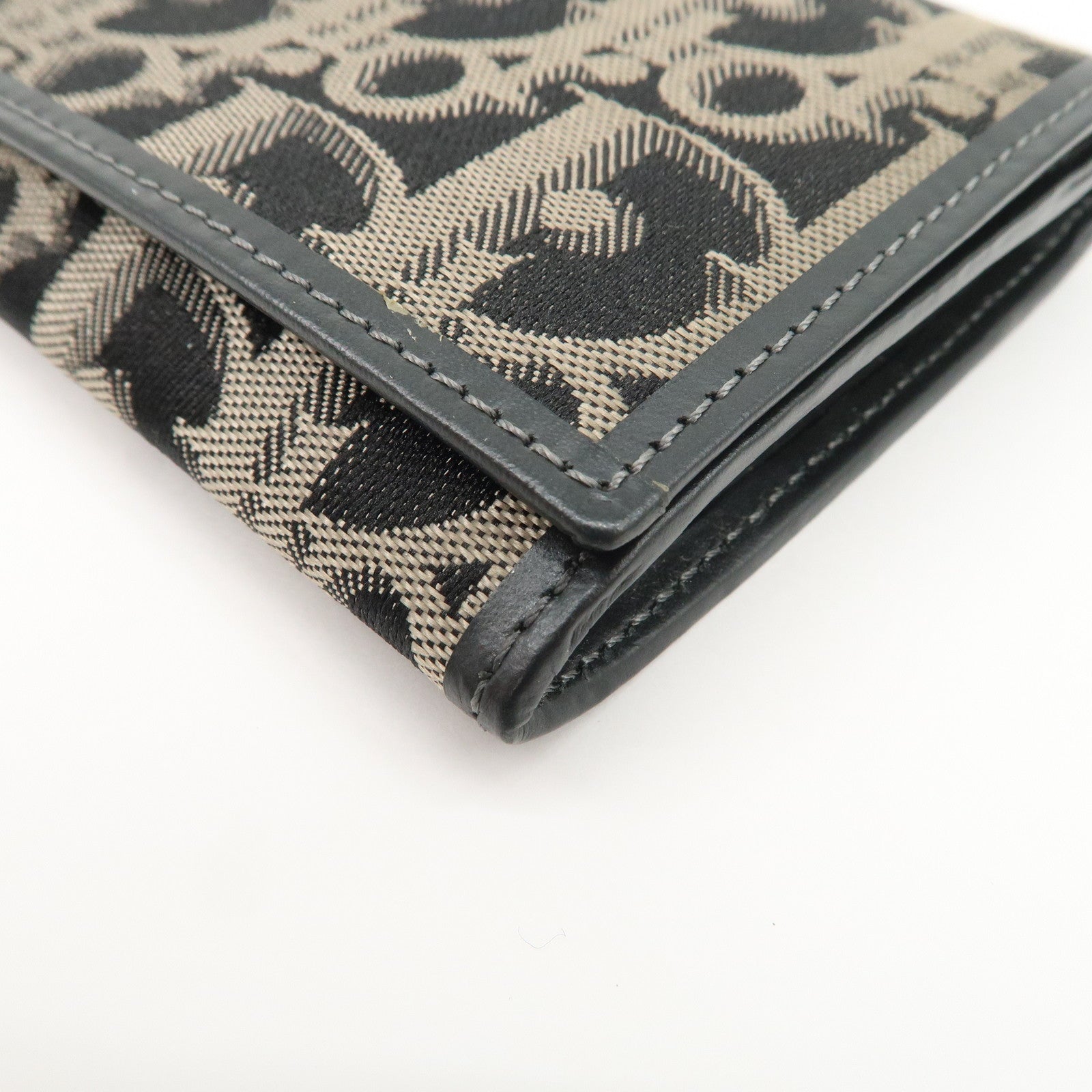 Christian Dior Oblique Canvas Leather Wallet Black Beige