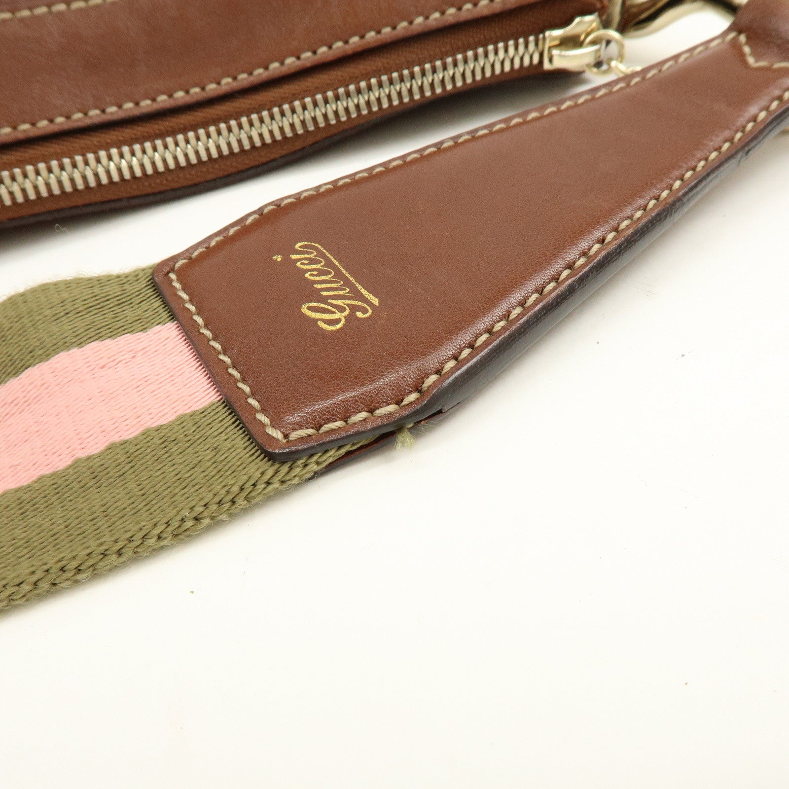 GUCCI Leather Shoulder Bag Brown 154401