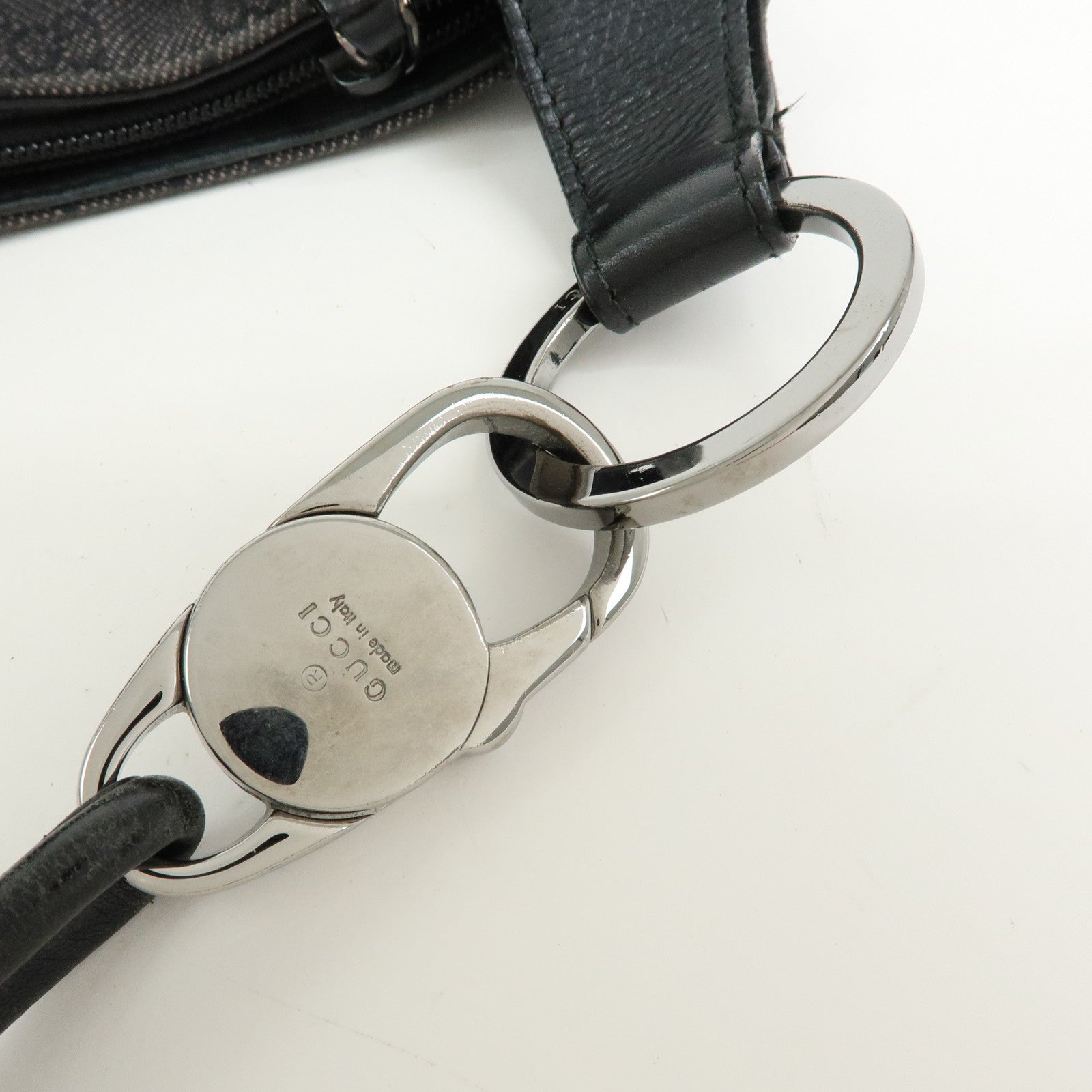 GUCCI GG Canvas Leather Shoulder Bag Hand Bag Black 179777