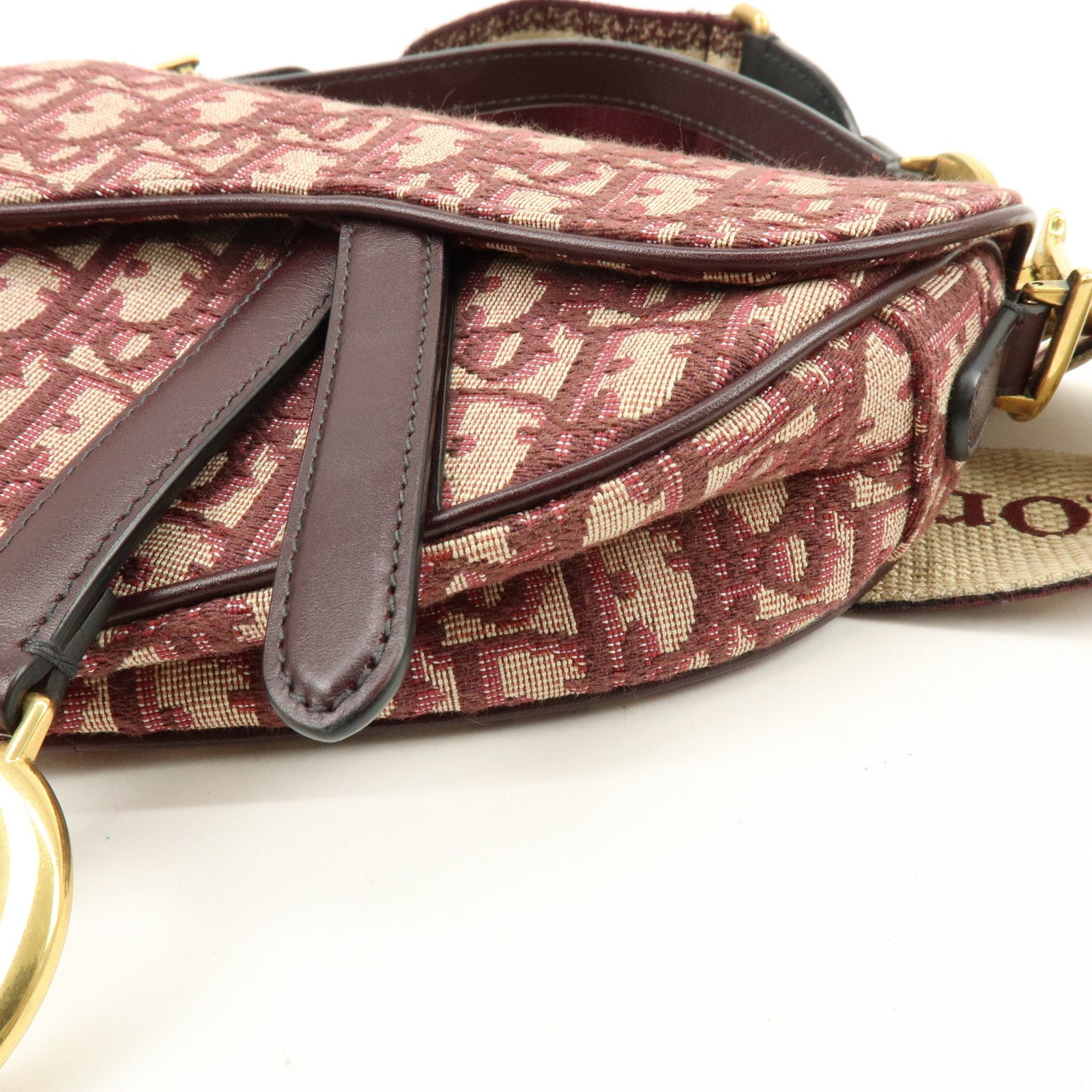 Christian Dior Oblique Jacquard Leather Mini Saddle Bag Hand Bag