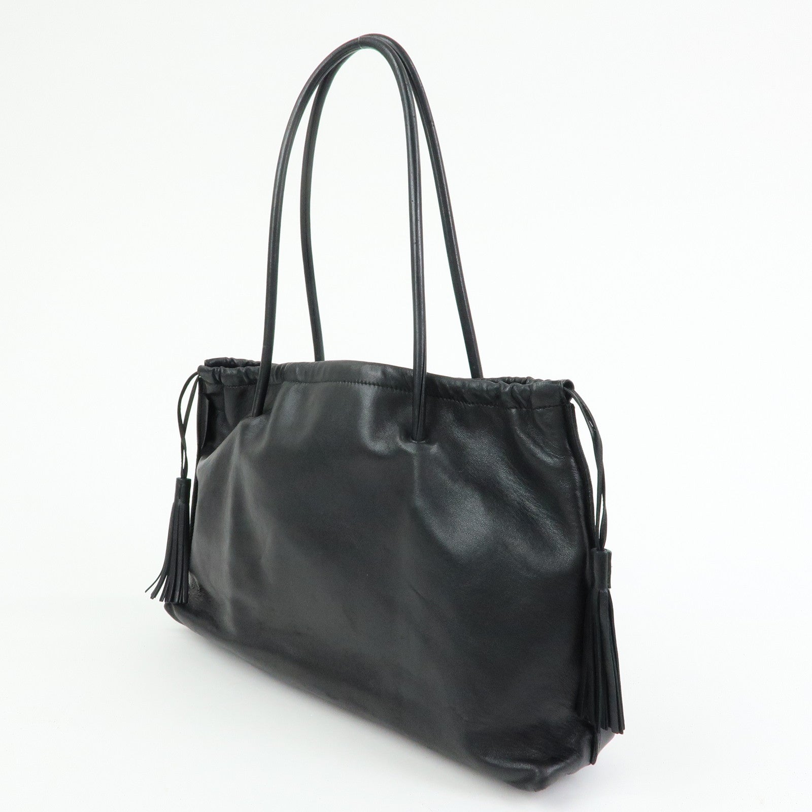 GUCCI Nappa Leather Tassel Tote Shoulder Bag Black 001・4331・001998