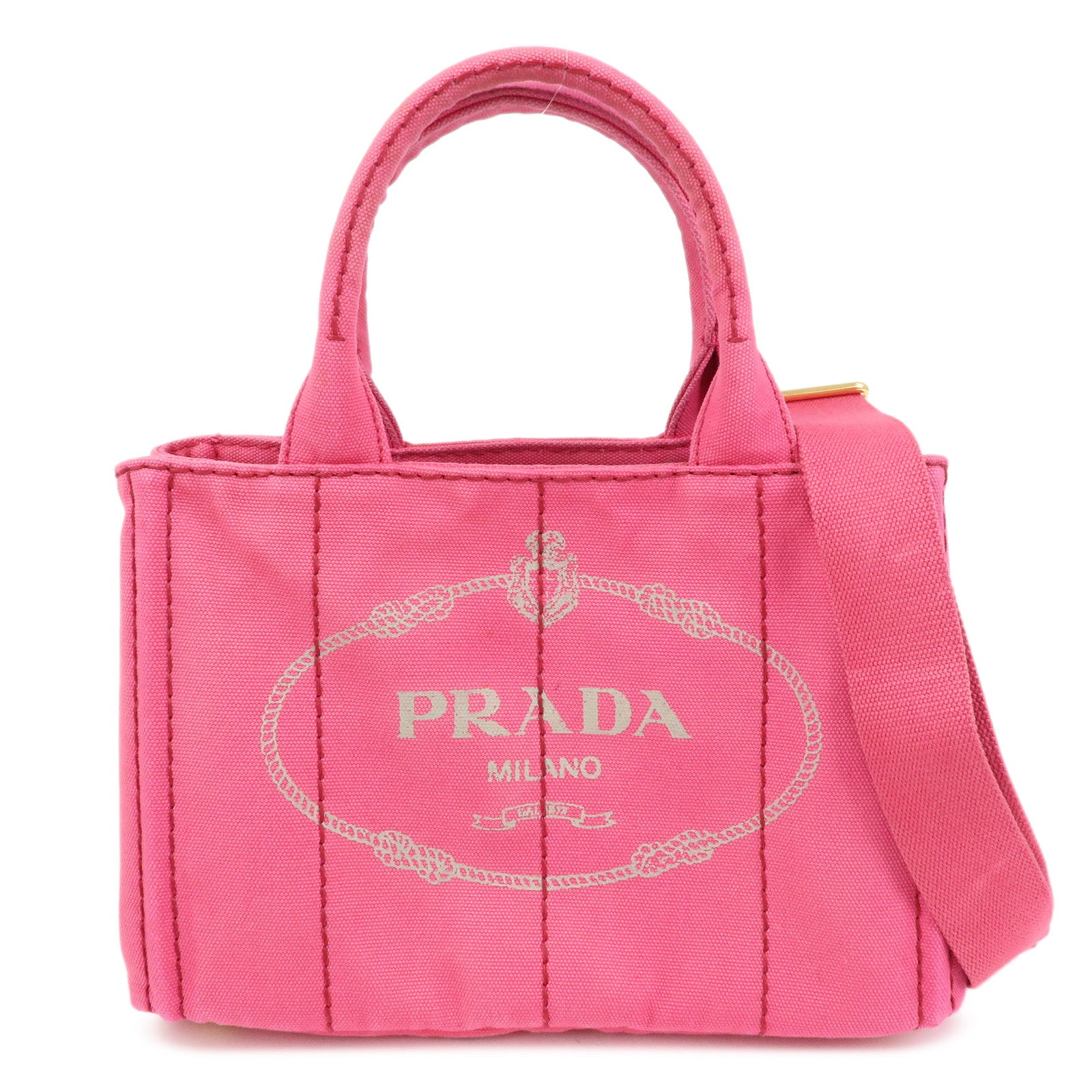 PRADA Triangle Logo Canapa Mini 2Way Hand Shoulder Bag Pink B2439G