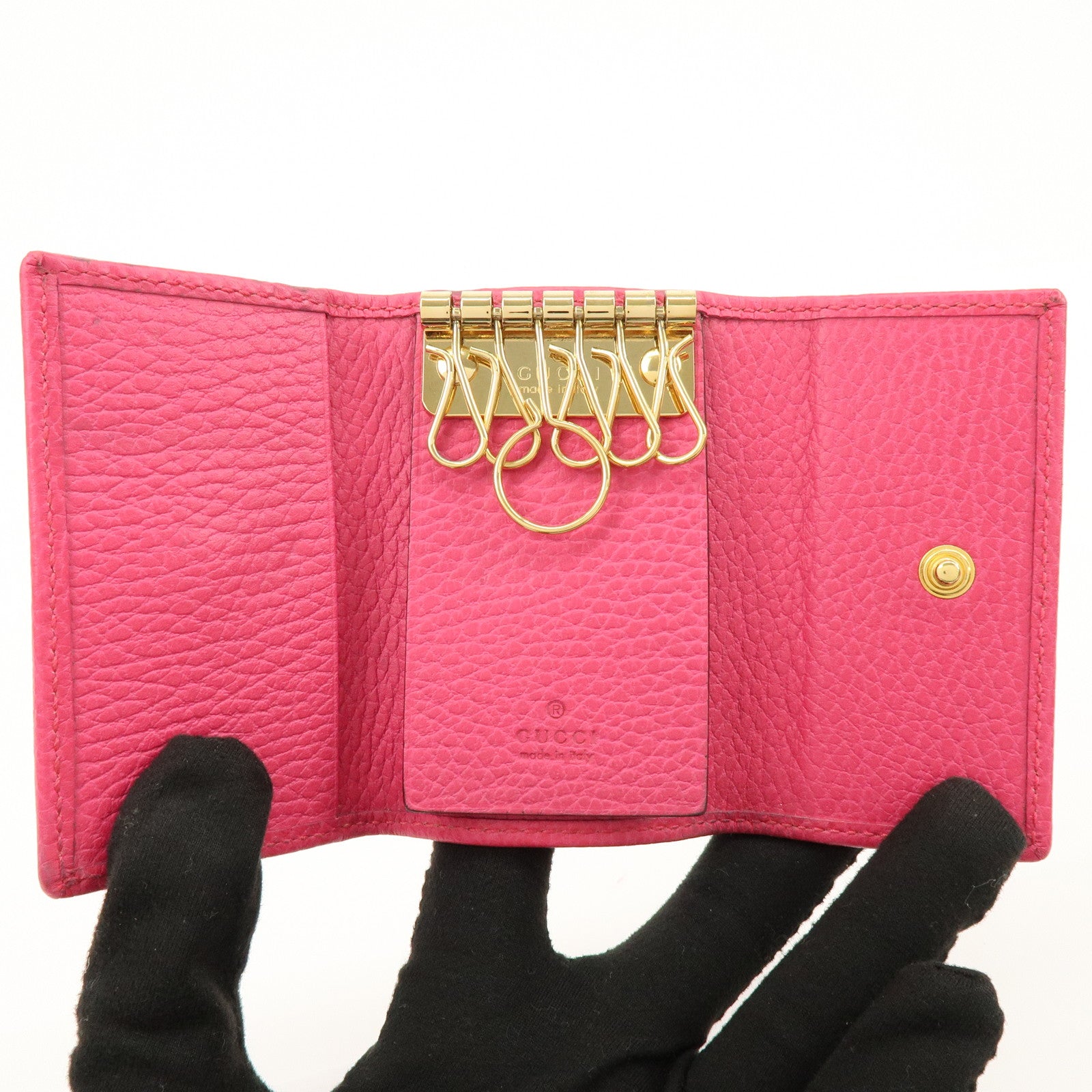 GUCCI GG Marmont Leather 6 Rings Key Case Key Holder Pink 456118