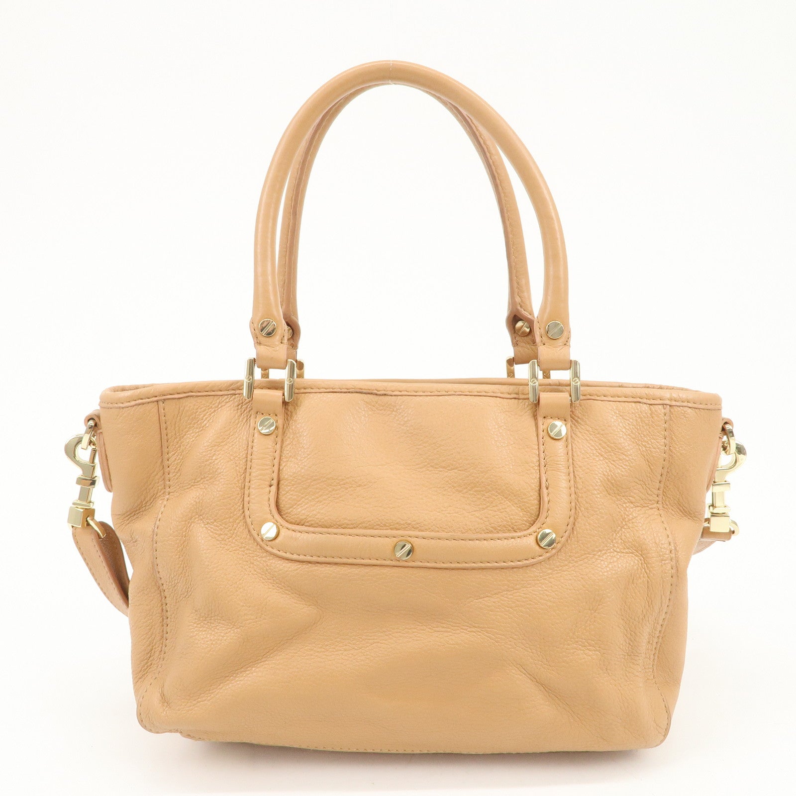 TORY BURCH Logo Leather 2Way Bag Shoulder Bag Hand Bag Brown
