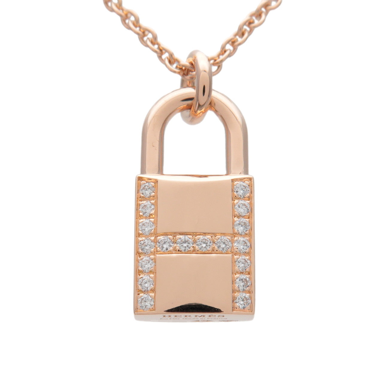 HERMES Kelly Cadena 18P Diamond Necklace K18 750PG Rose Gold