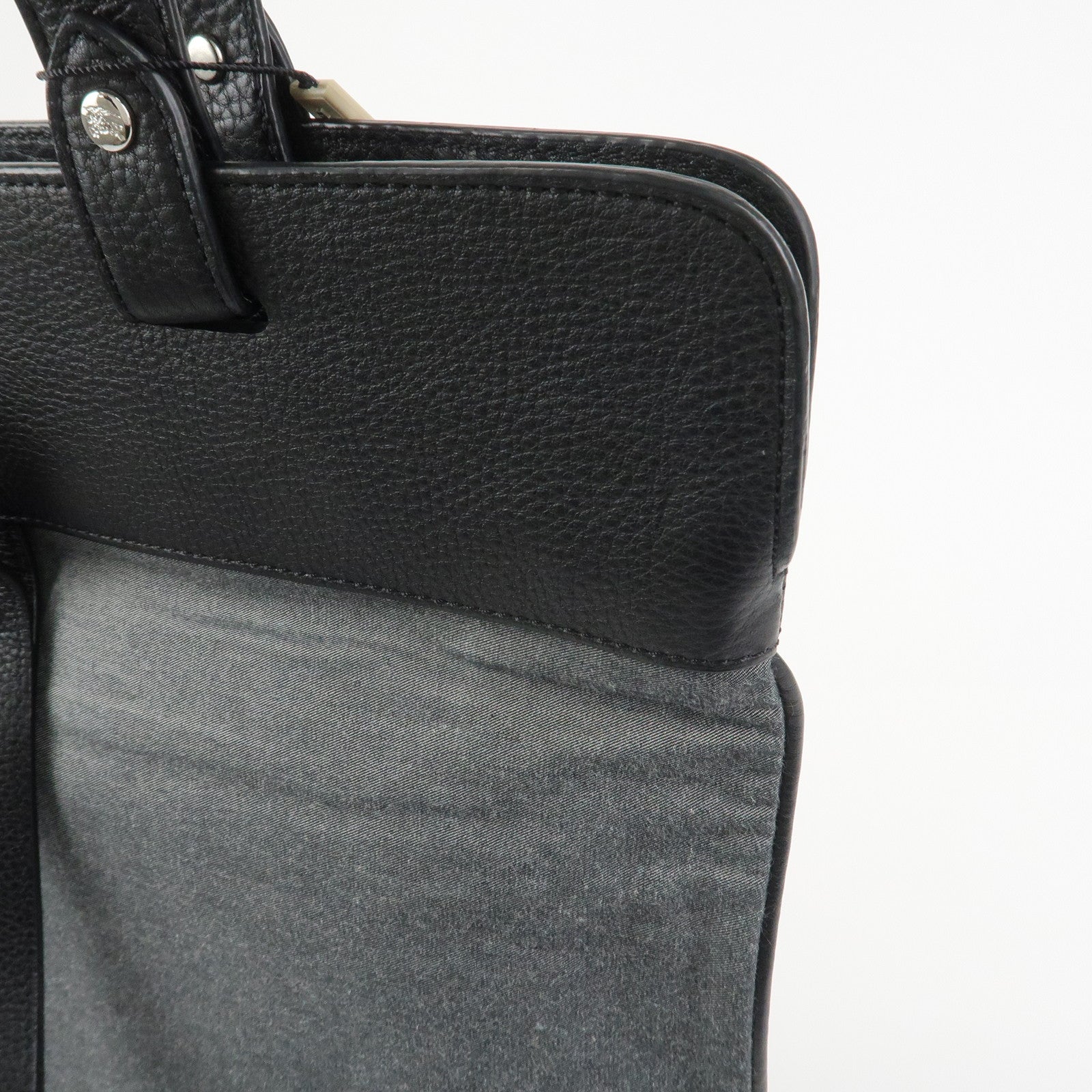 BURBERRY Logo Leather Canvas Tote Bag Black Grey