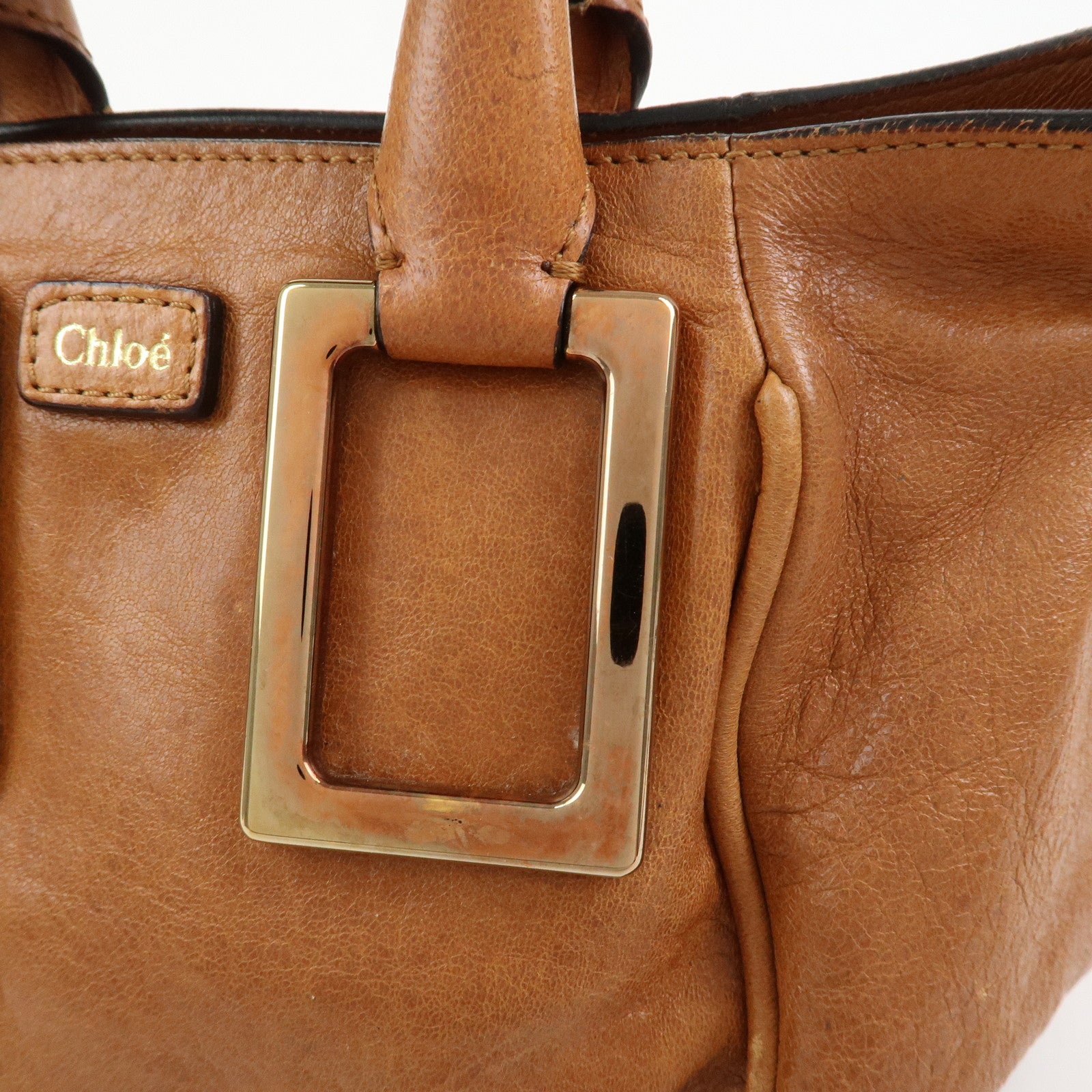 Chloe Ethel Leather 2Way Bag Hand Bag Shoulder Bag Brown