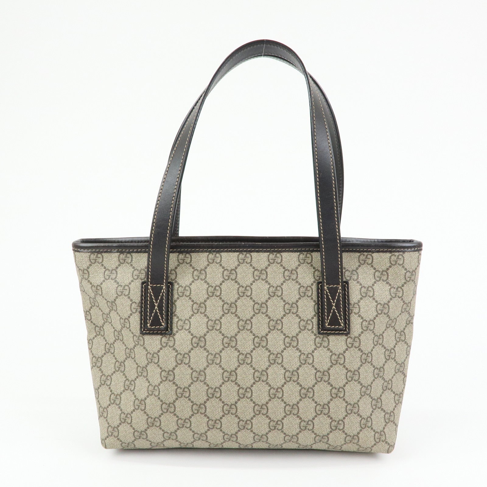 GUCCI GG Supreme Leather Tote Bag Shoulder Bag Beige Brown 211138