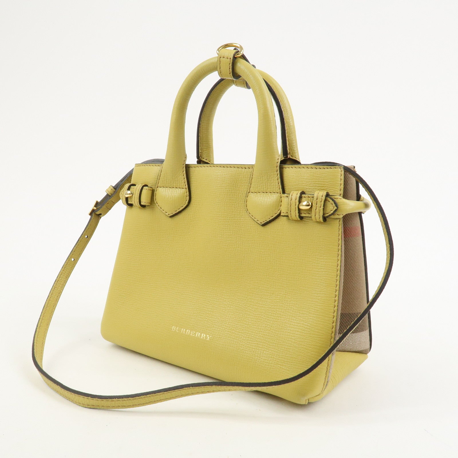 Burberry Banner Bag 2Way Leather Shoulder Hand Bag Nova Check