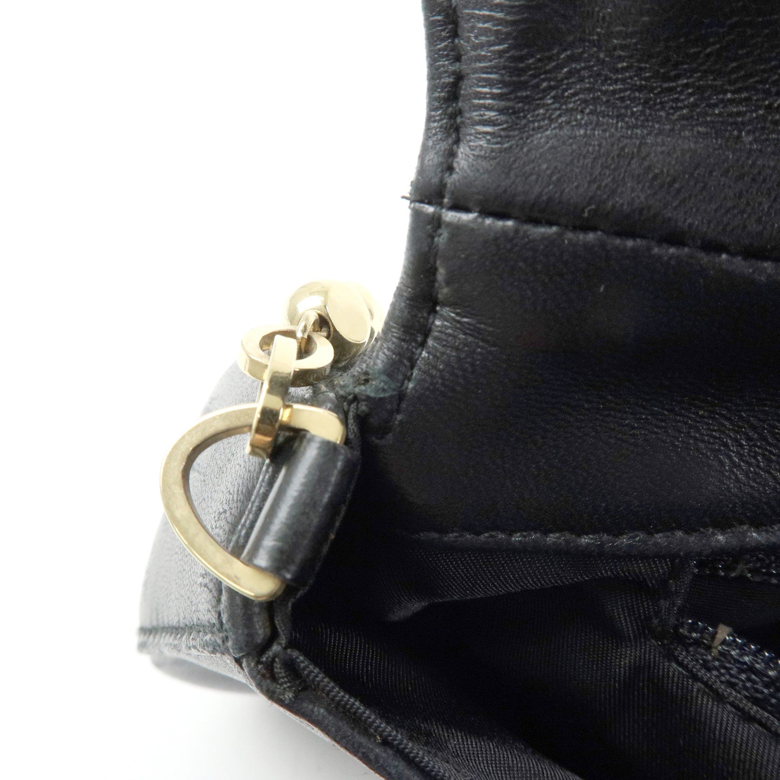 Christian Dior Cannage Leather Chain Shoulder Bag Clutch Bag Black