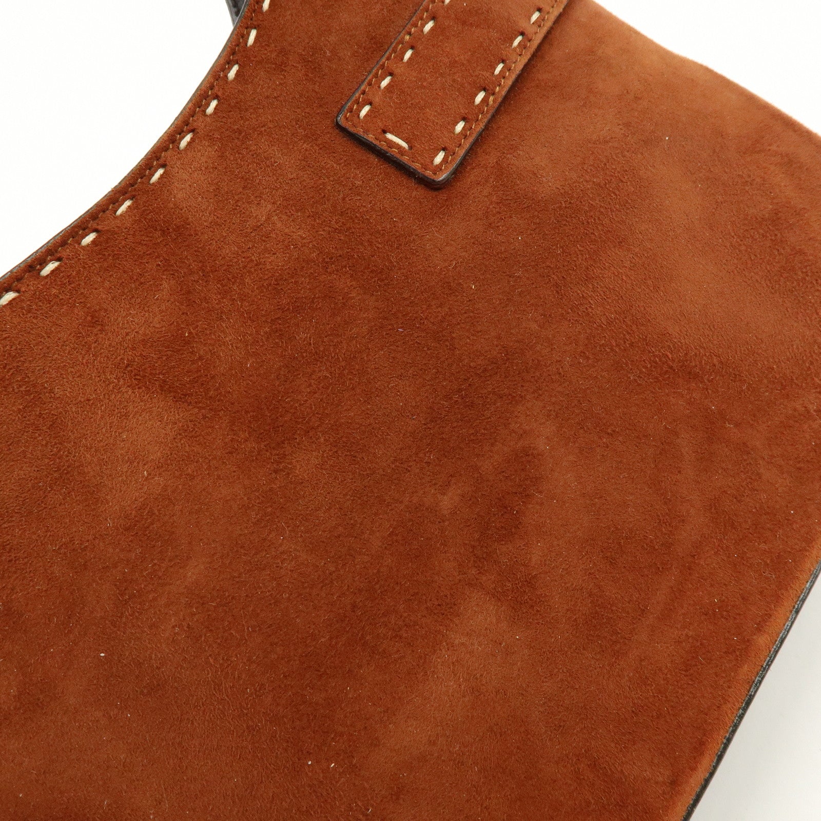 Ferragamo Gancini Suede Shoulder Bag Hand Bag Brown