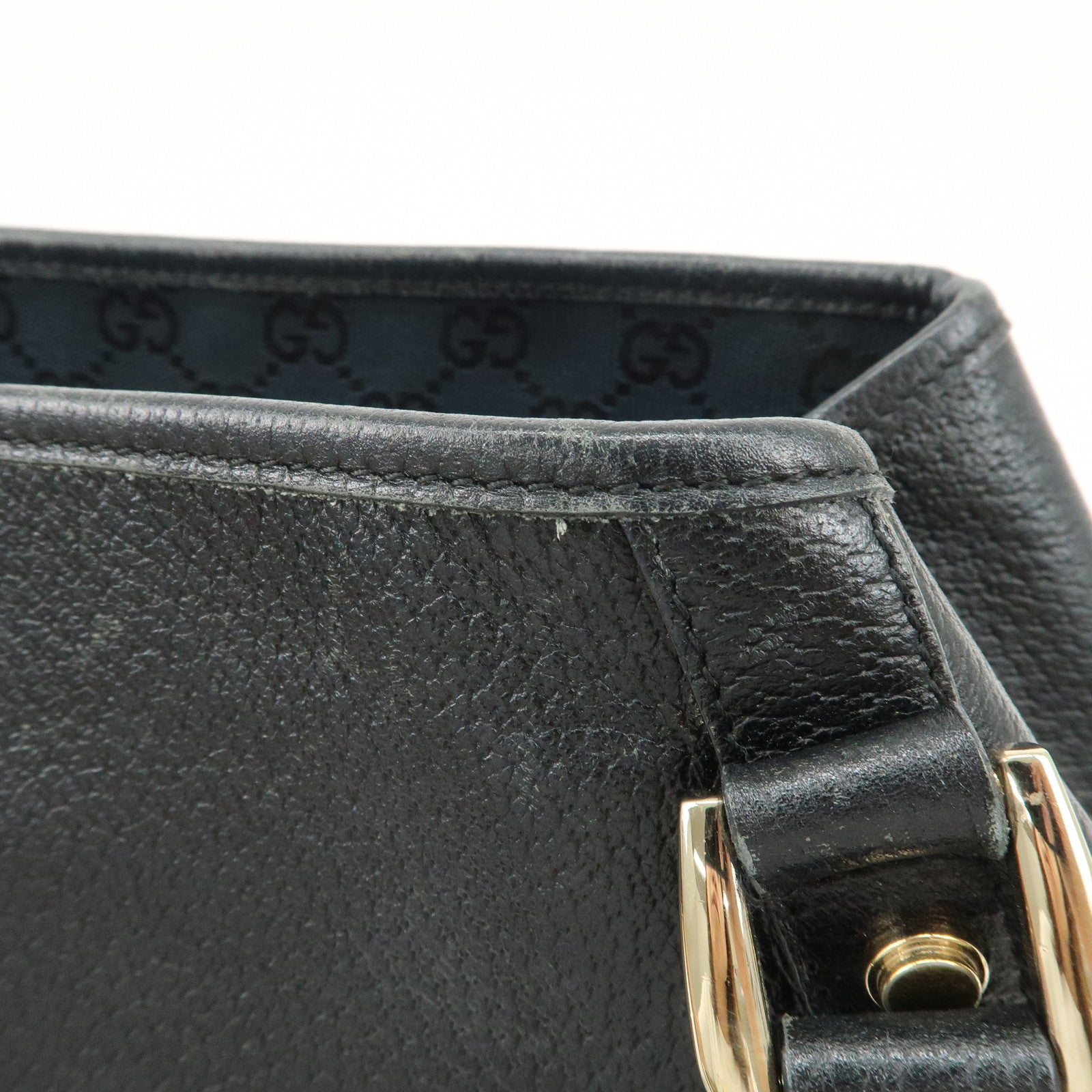 GUCCI Abbey Leather Tote Bag Hand Bag Black 130736