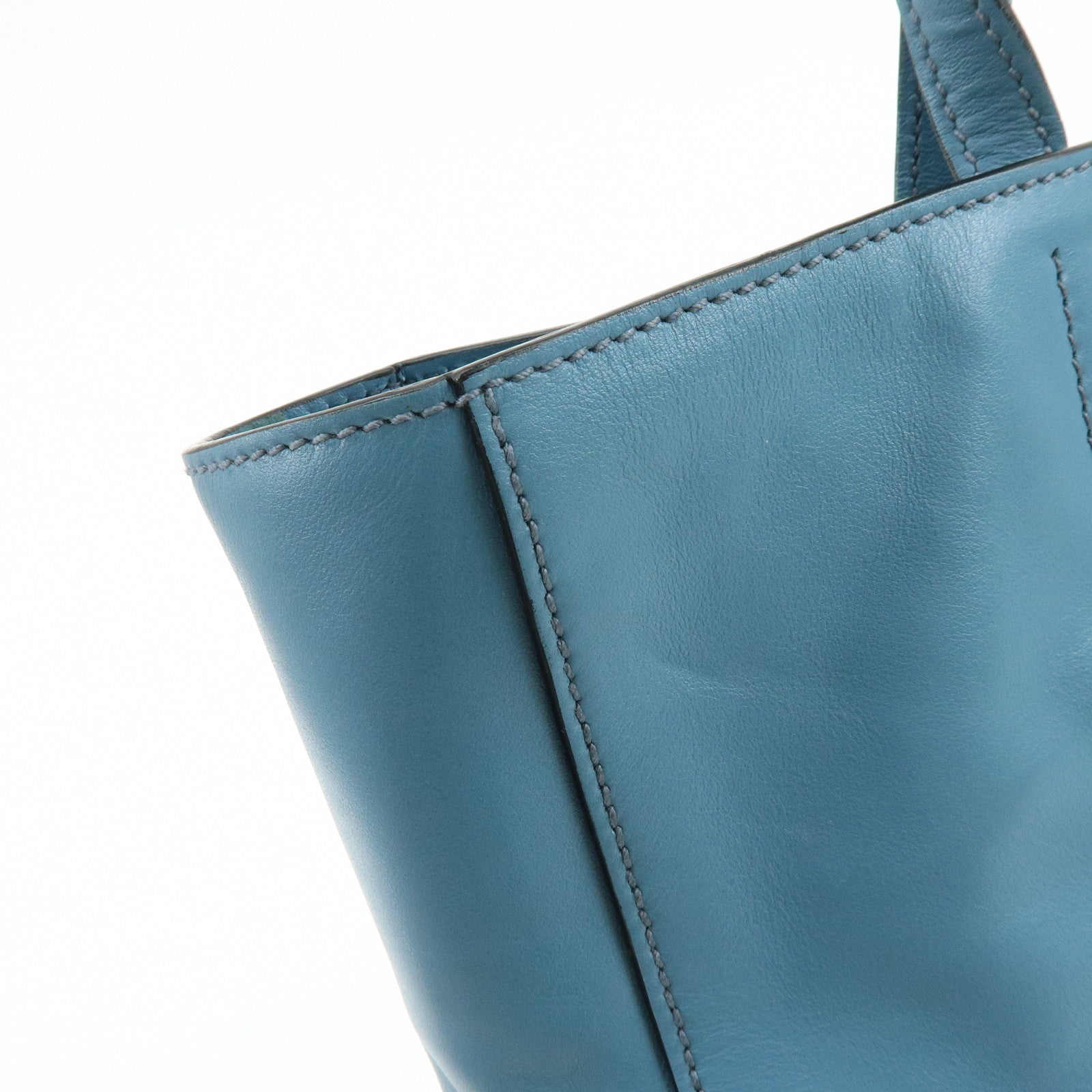 MIU MIU Soft Calf Leather Tote Bag Shoulder Hand Bag Blue R1914S