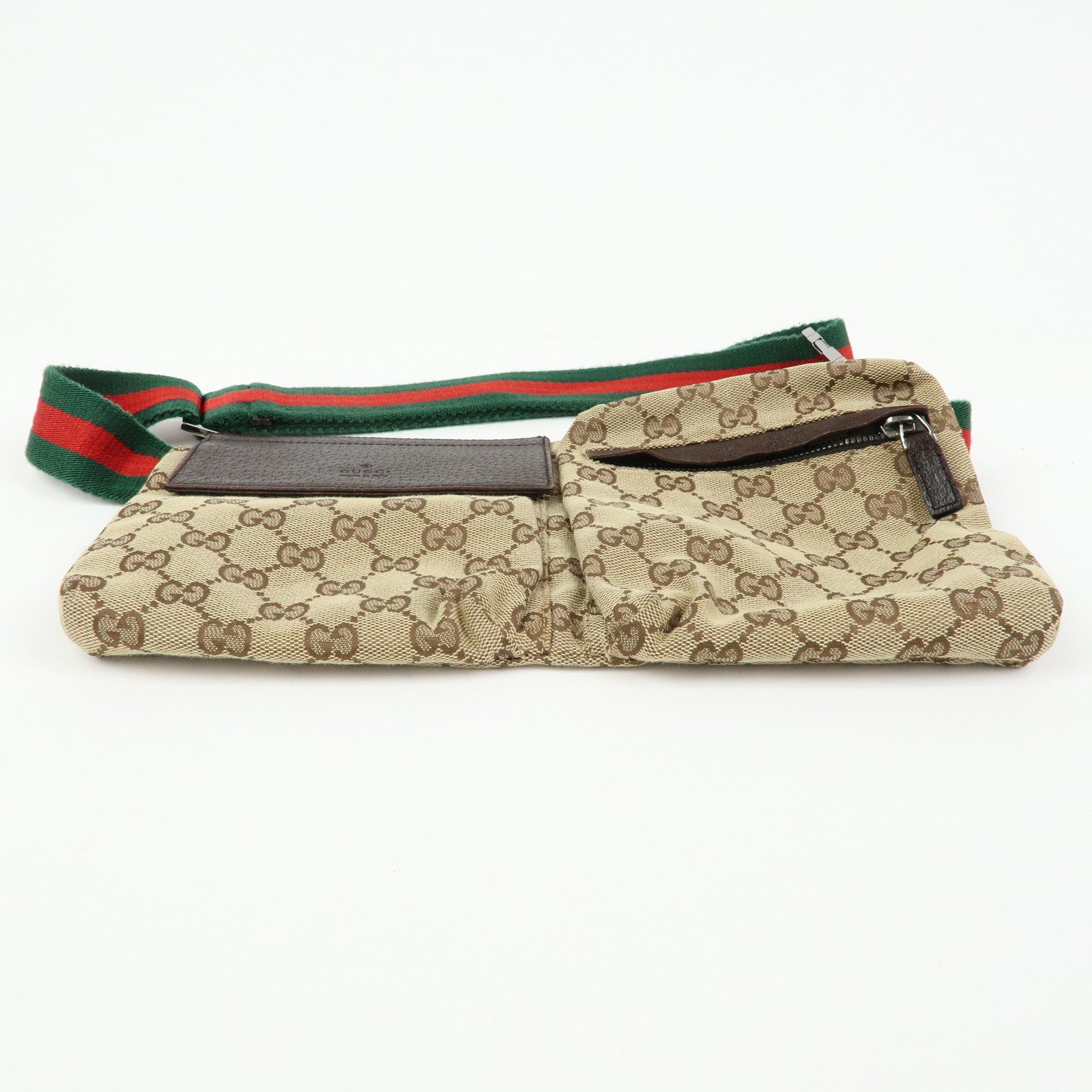 GUCCI Sherry GG Canvas Waist Pouch Body Bag Beige Brown 28566