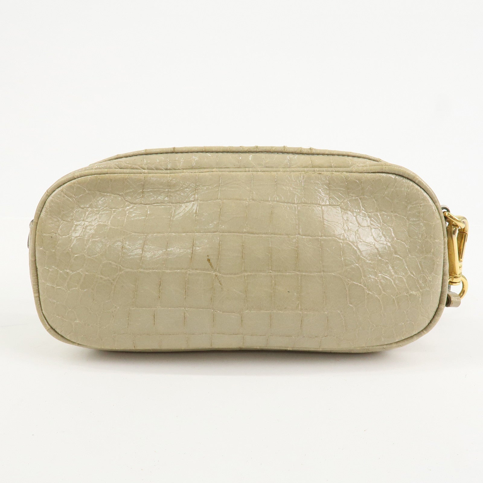 MIU MIU Patent Leather Shoulder Bag Crossbody Bag Beige 5N1477