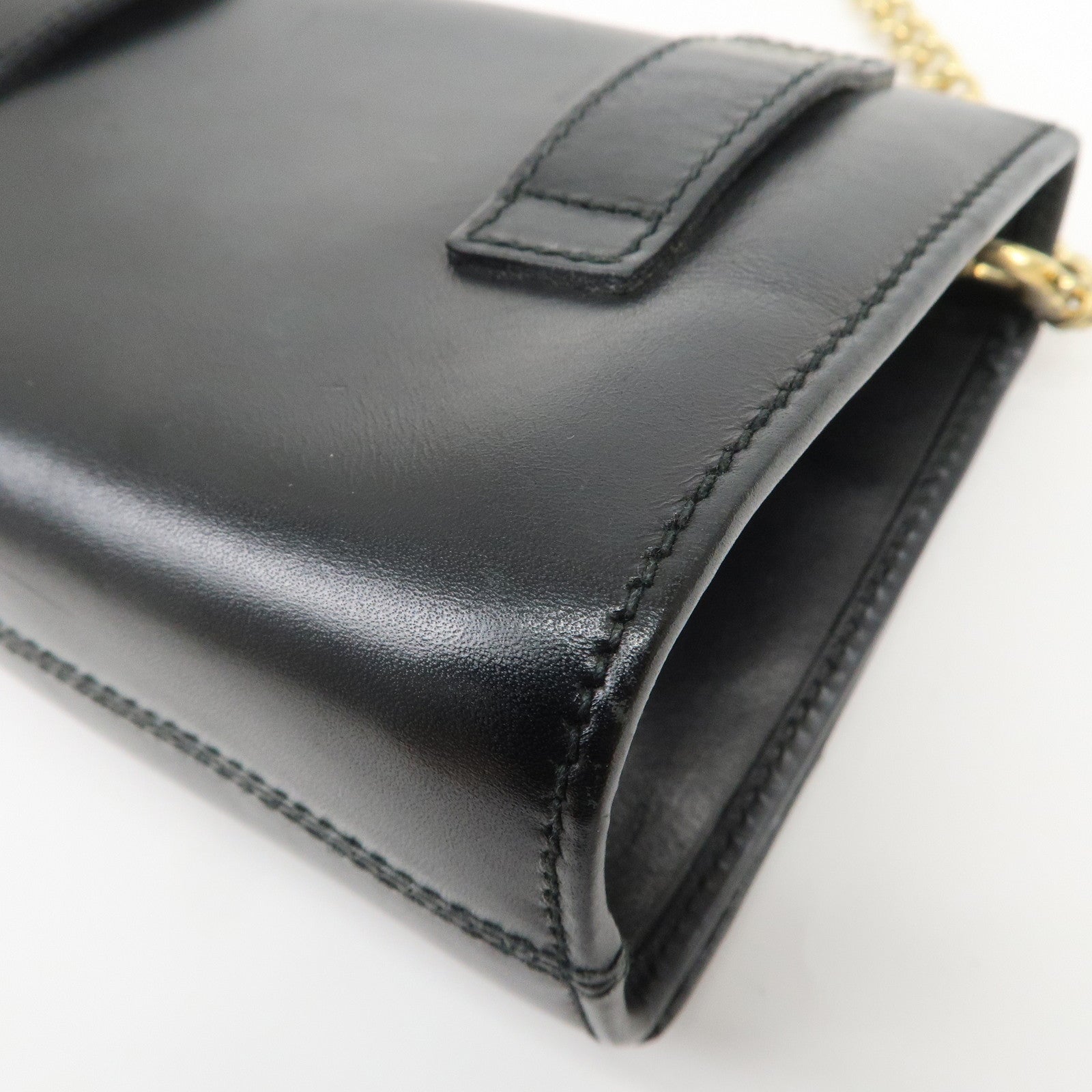 Ferragamo Gancini Embossed Leather Chain Shoulder Bag Black