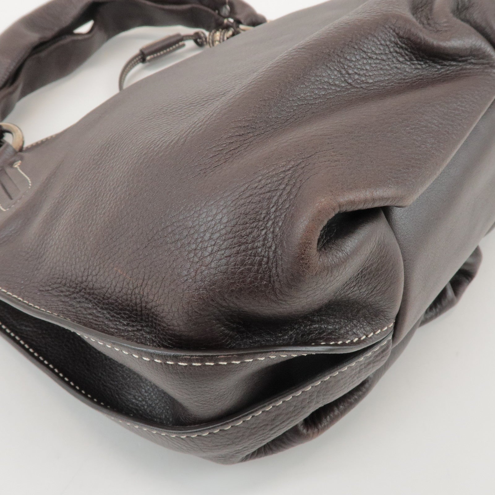 CELINE Bittersweet Leather Shoulder Bag Hand Bag Dark Brown