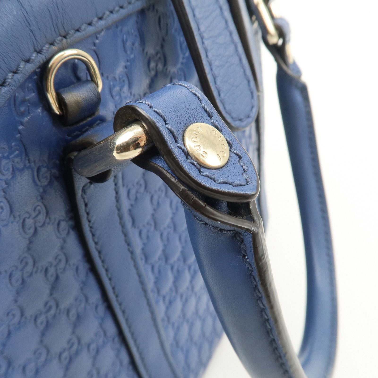 GUCCI Micro Guccissima 2Way Bag Hand Bag Shoulder Bag Blue 449654