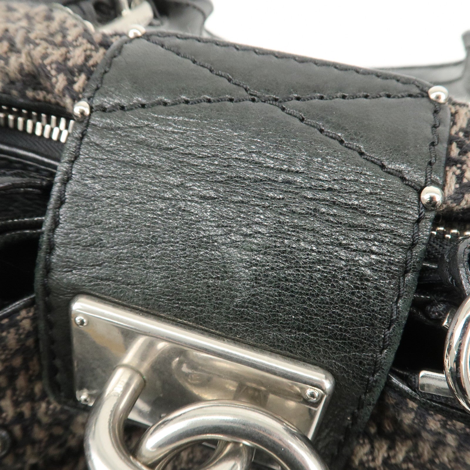 Chloe Paddington Leather Canvas Shoulder Bag Black Gray