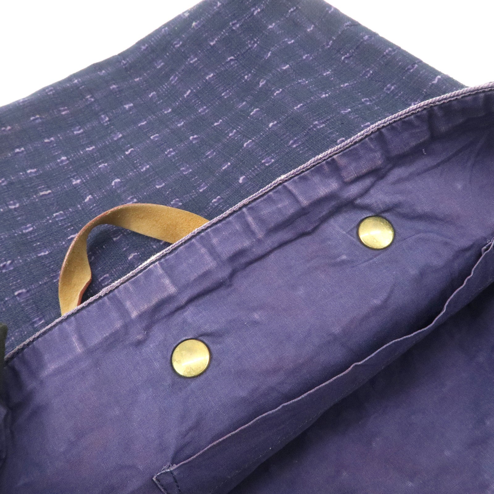 HERMES Leather Canvas Amedabad GM Tote Bag Hand Bag Navy Purple Used
