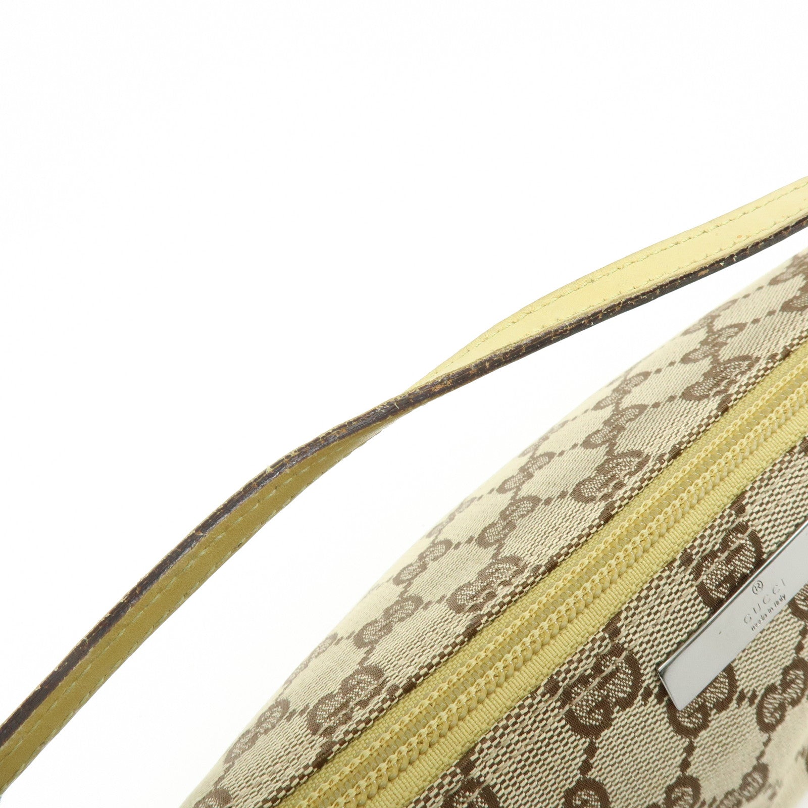 GUCCI Boat Bag GG Canvas Leather Accessory Pouch Beige Yellow 07198