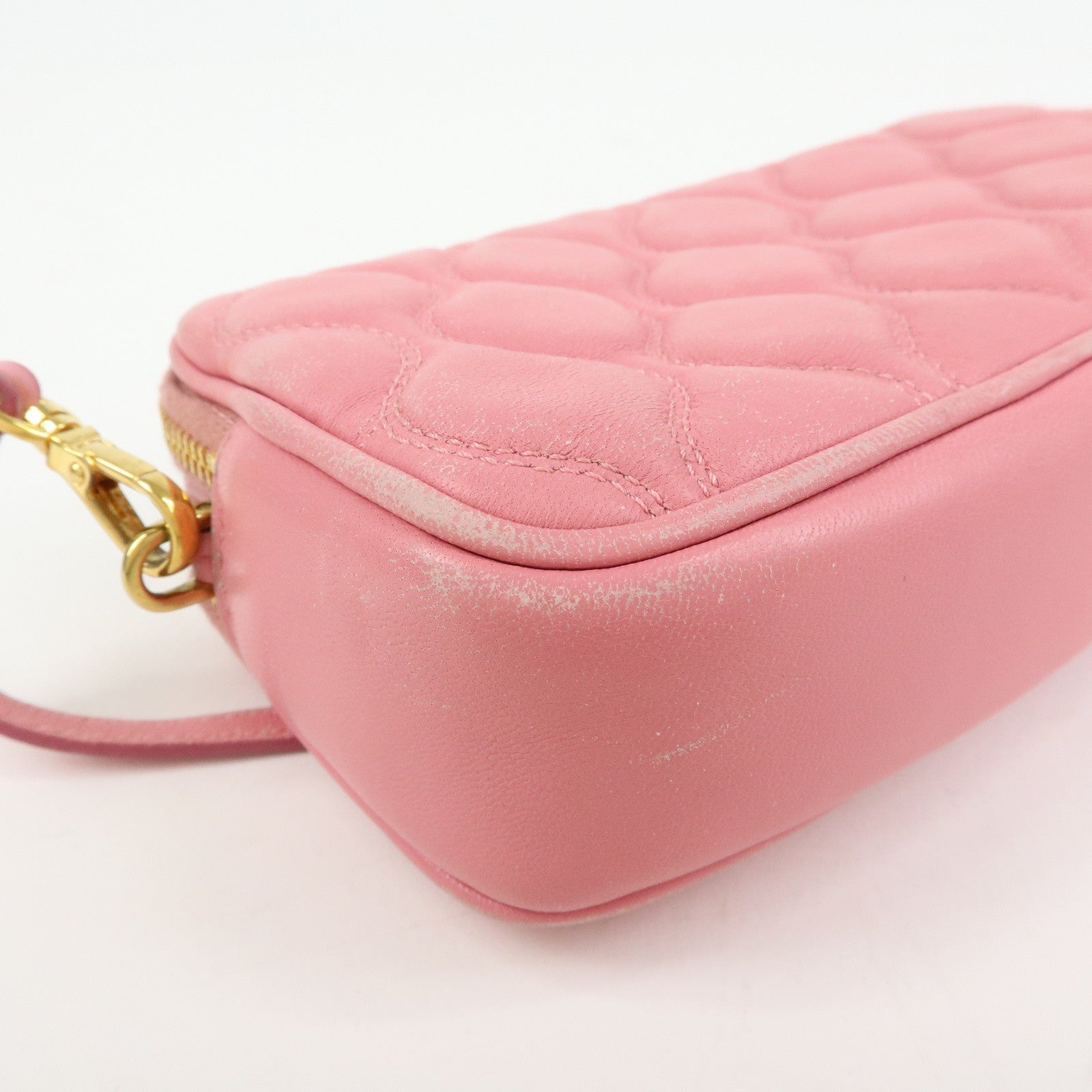 MIU MIU Nappa Leather Hand Bag Accessory Pouch Pink