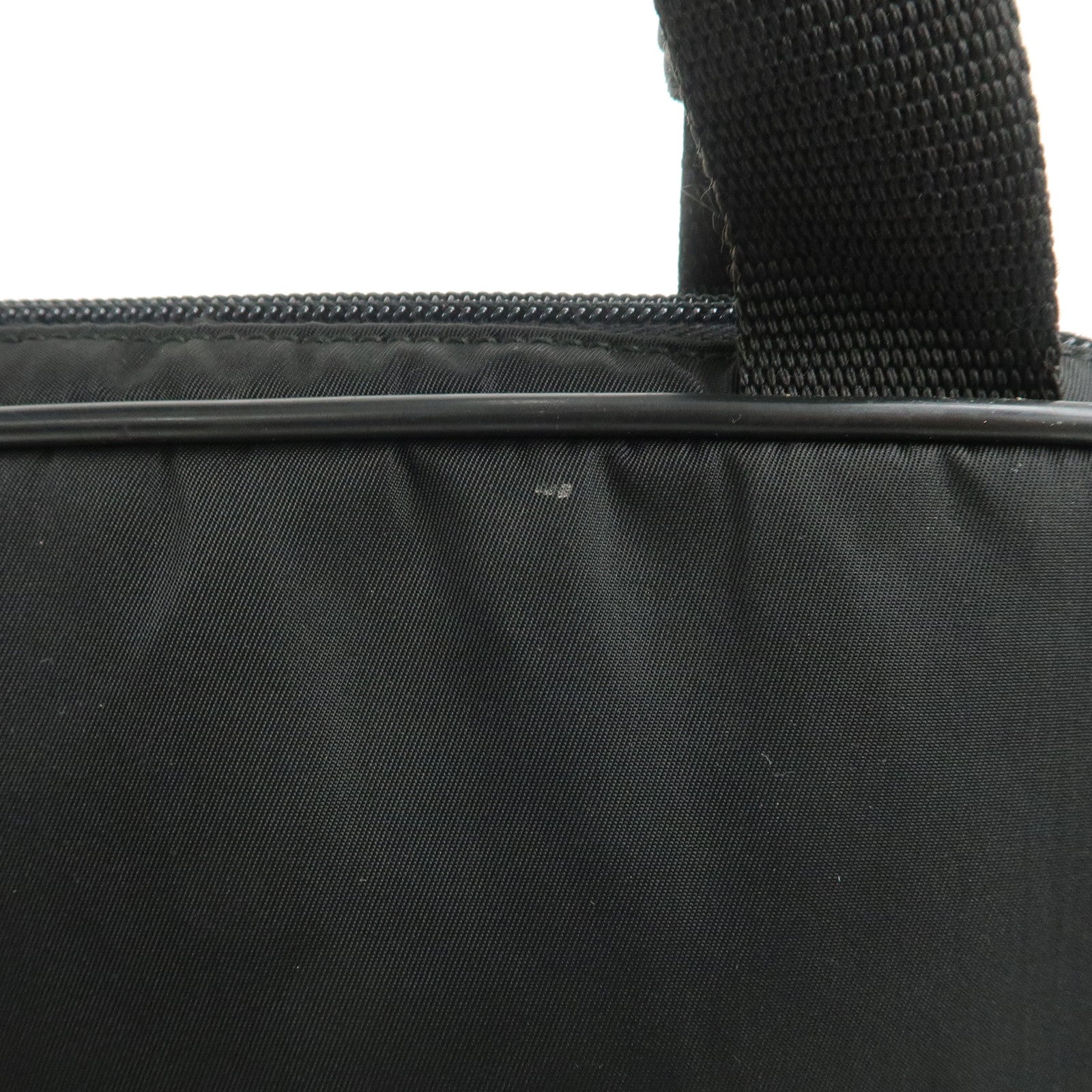 PRADA Triangle Logo Nylon Leather Hand Bag Boston Bag Black