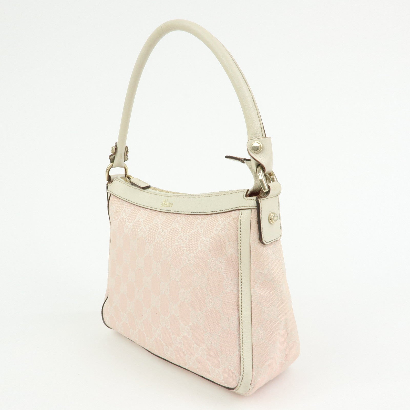 GUCCI GG Canvas Shoulder Bag Hand Bag Pink White 146244