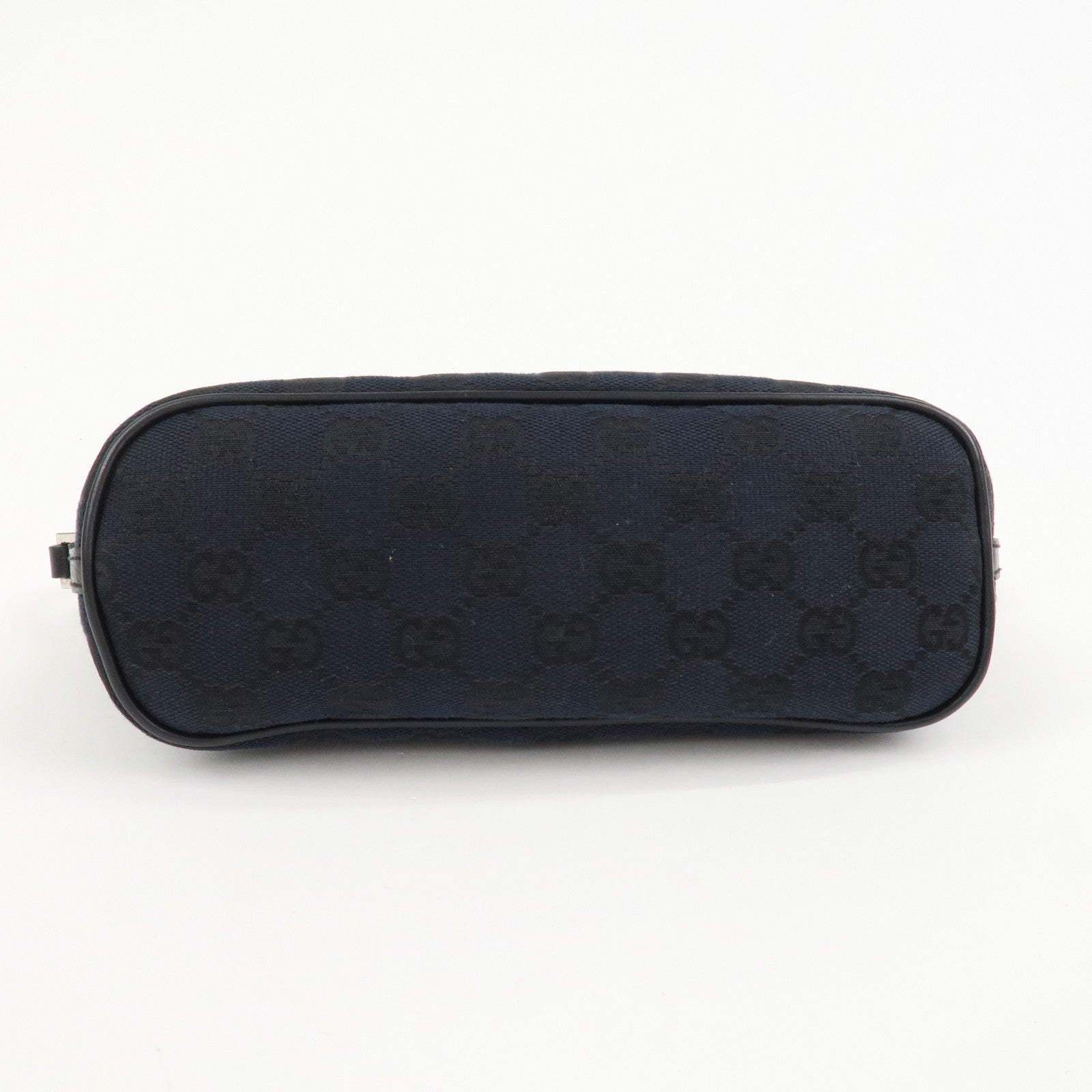 GUCCI GG Canvas Leather Accessory Pouch Hand Bag Navy 039.1103