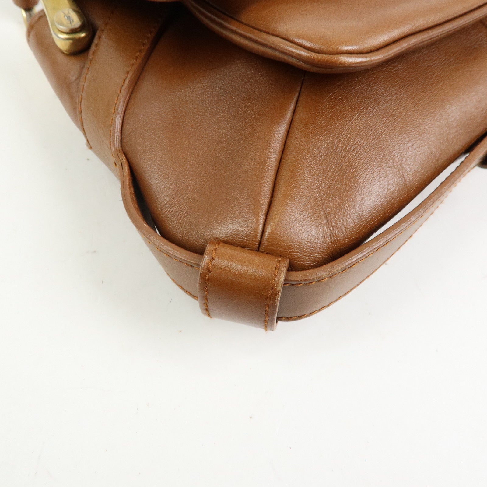 SAINT LAURENT PARIS Leather Shoulder Bag Hand Bag Brown