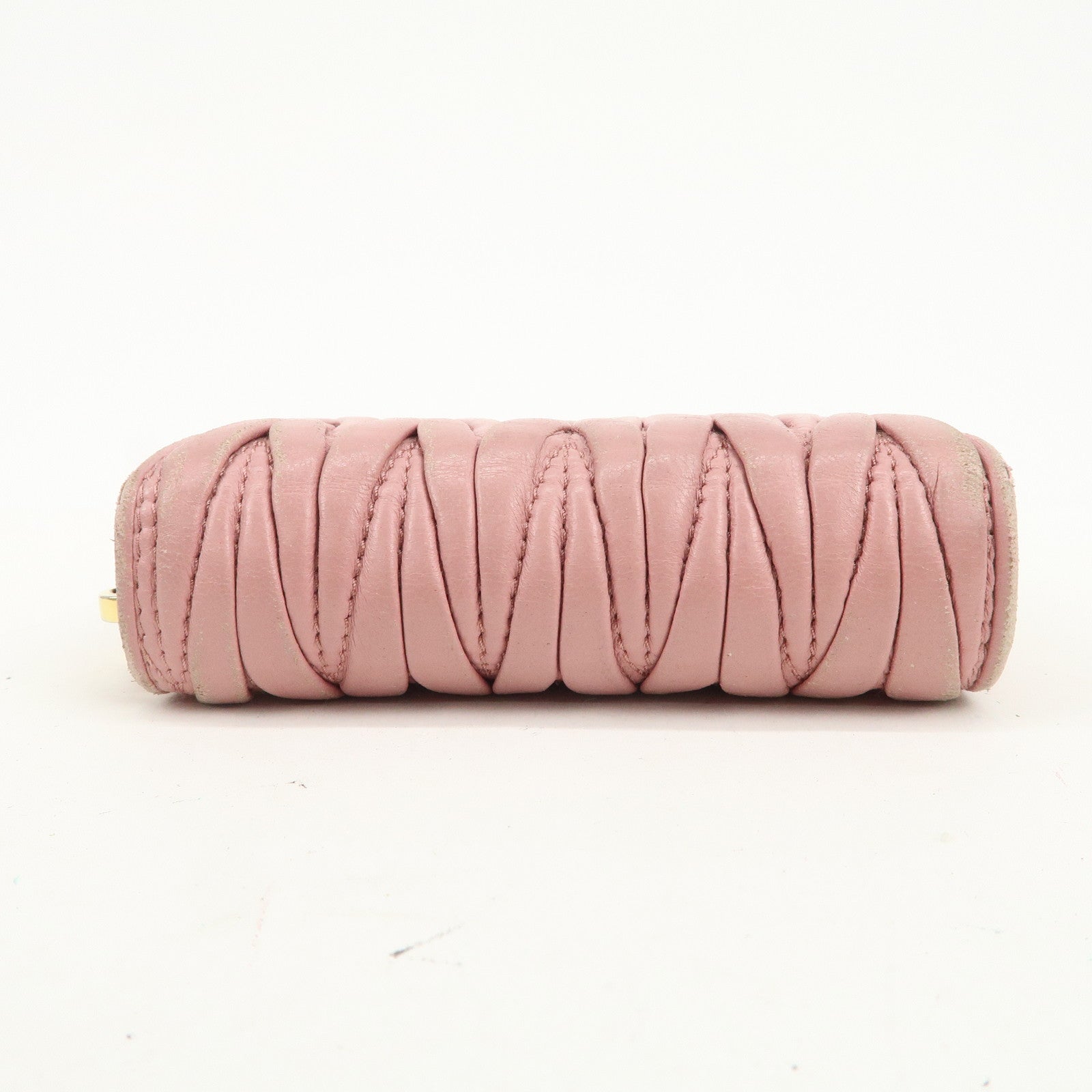 MIU MIU Matelasse Round Zippy Compact Wallet Pink 5ML522
