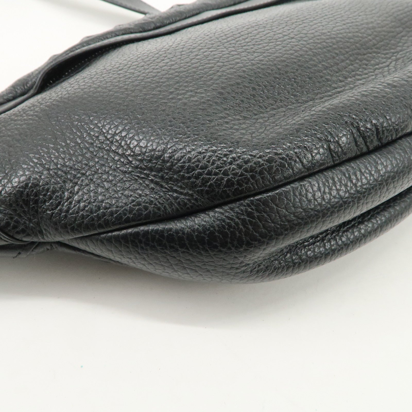 JIMMY CHOO Leather Waist Bag Crossbody Bag Black Silver Hardware Used