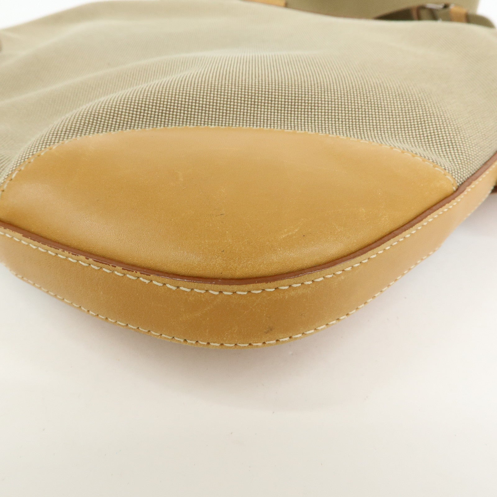 PRADA Logo Jacquard Leather Shoulder Bag Crossbody Bag Camel BT0533