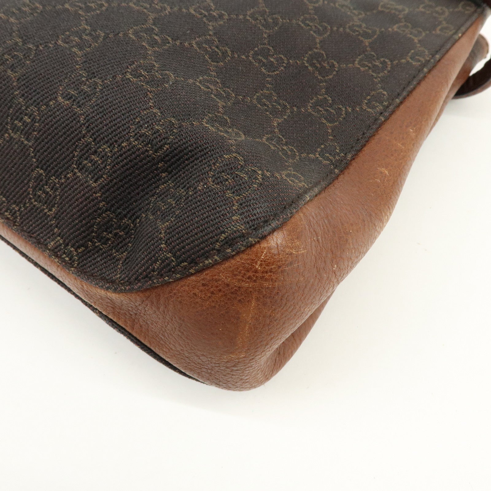 GUCCI Horsebit GG Canvas Leather Tote Bag Shoulder Bag Brown 101971