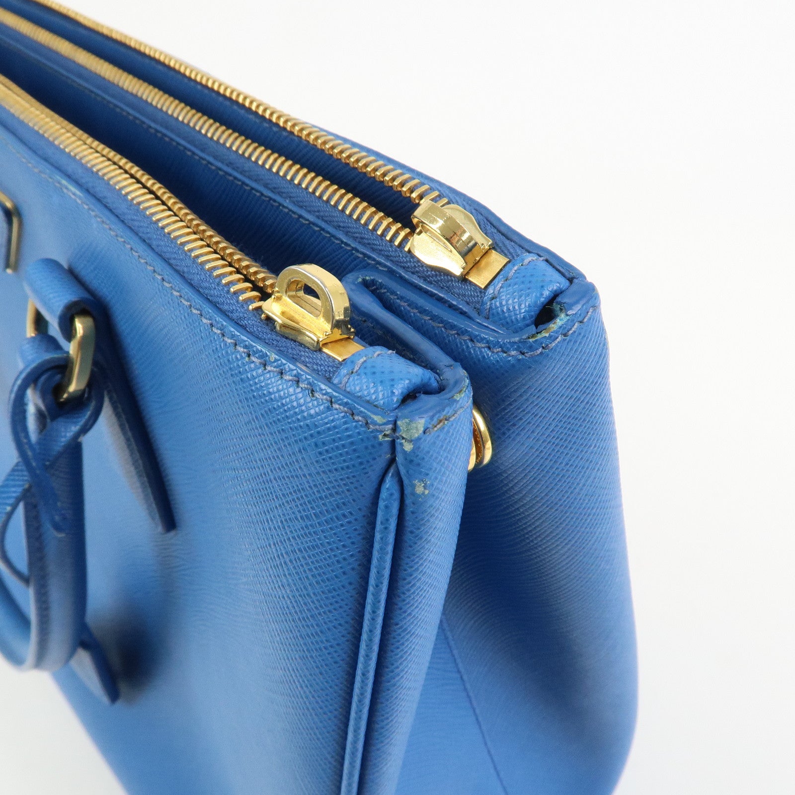PRADA Triangle Logo Galleria Saffiano Leather 2Way Bag Blue 1BA274