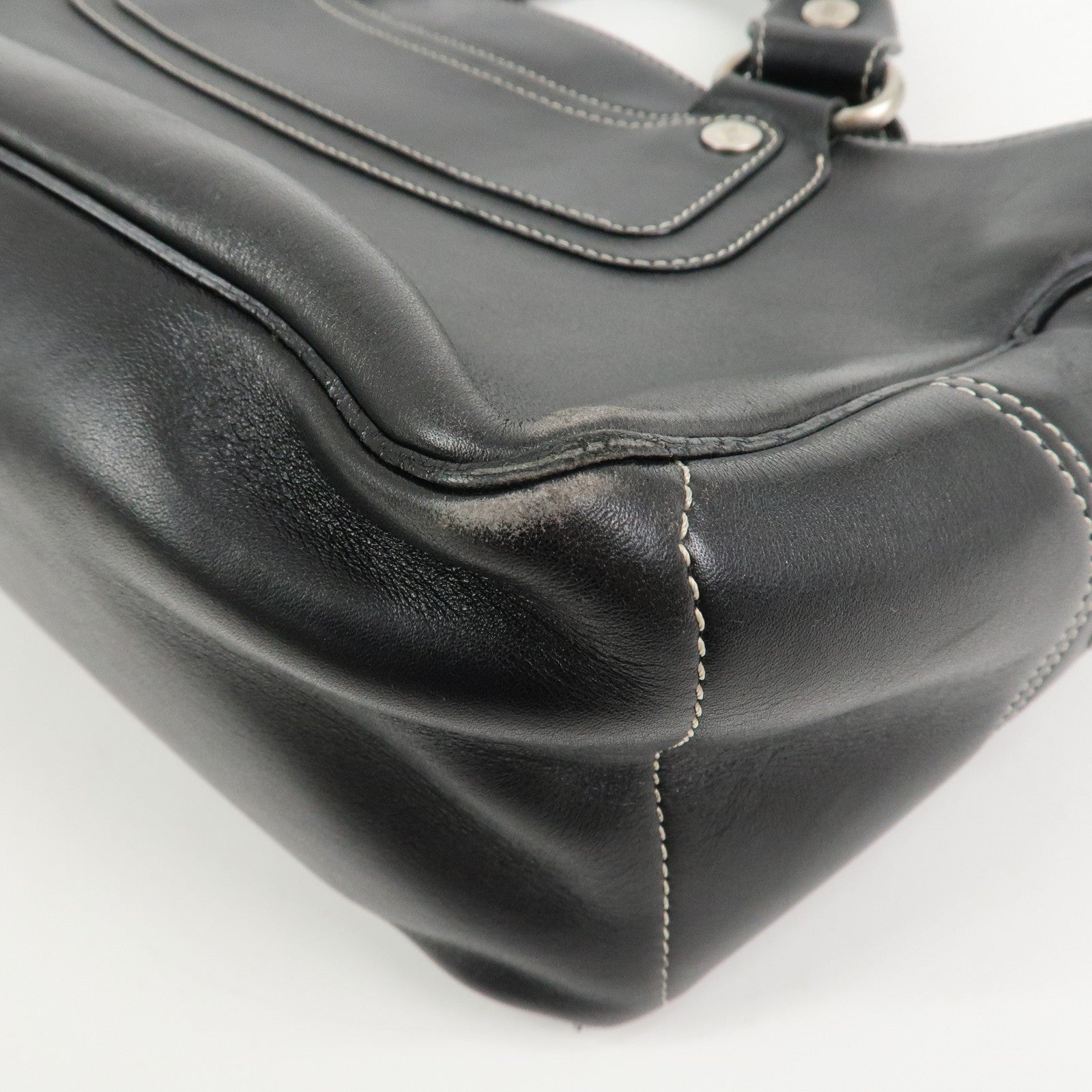 CELINE Boogie Bag Leather Hand Bag Tote Bag Black