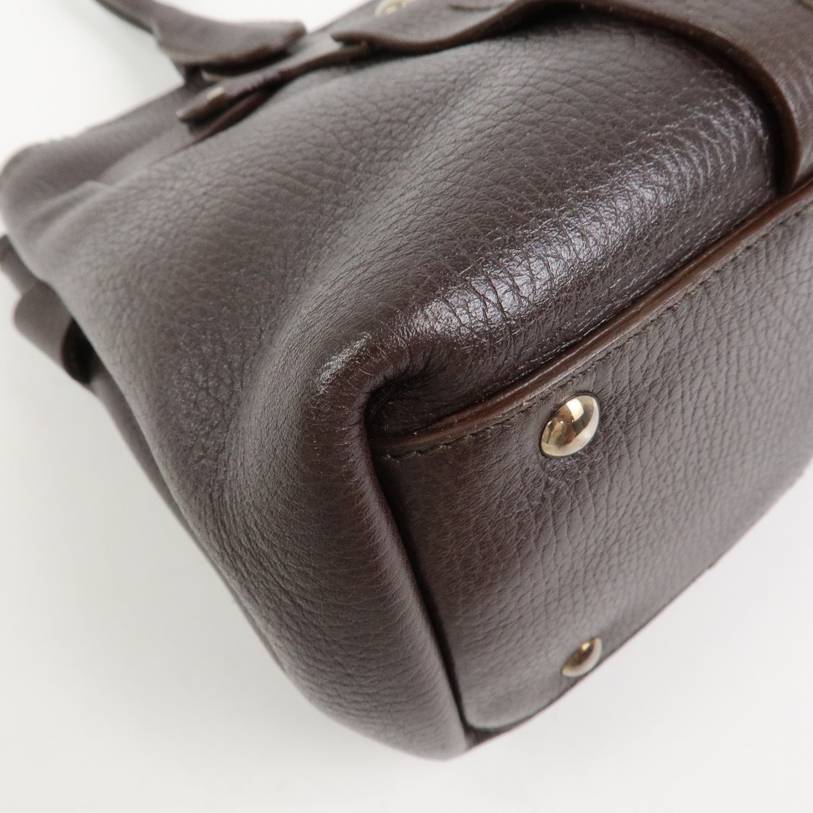 Ferragamo Logo Leather Tote Bag Shoulder Bag Brown