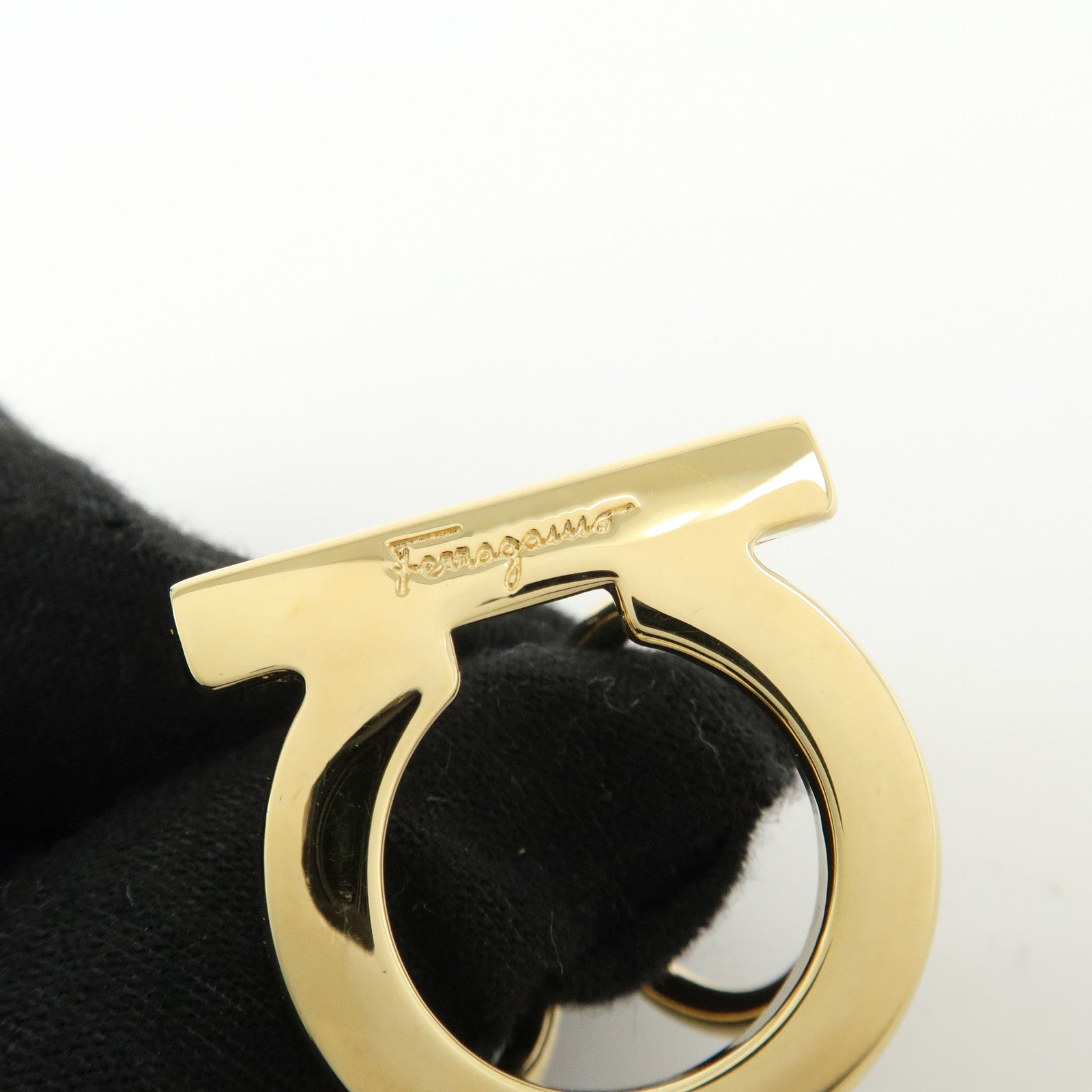 Ferragamo Gancini Metal Scarf Ring Scarf Accessory Gold