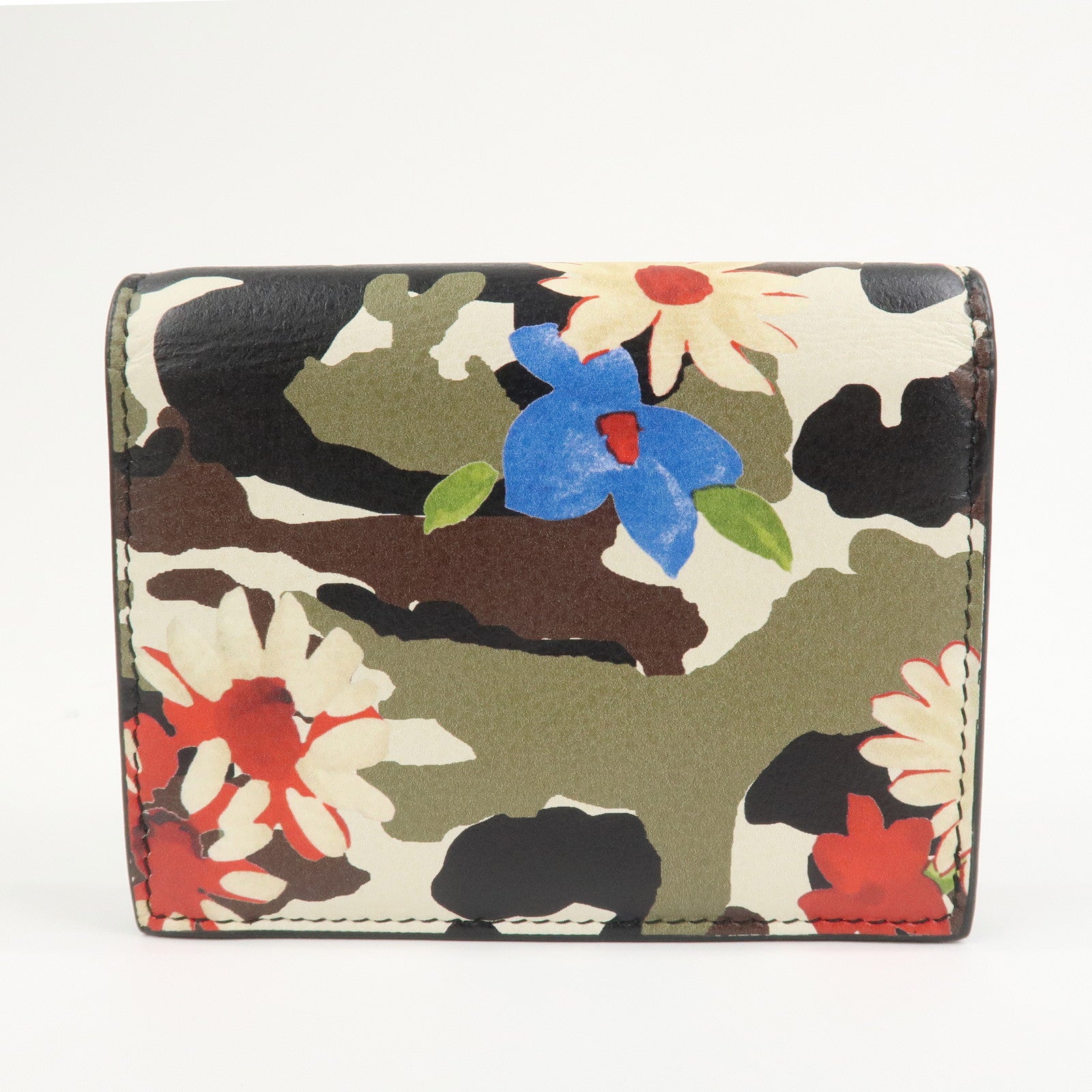 MIU MIU Flower Leather Bi-fold Compact Wallet Multicolor 5MV204
