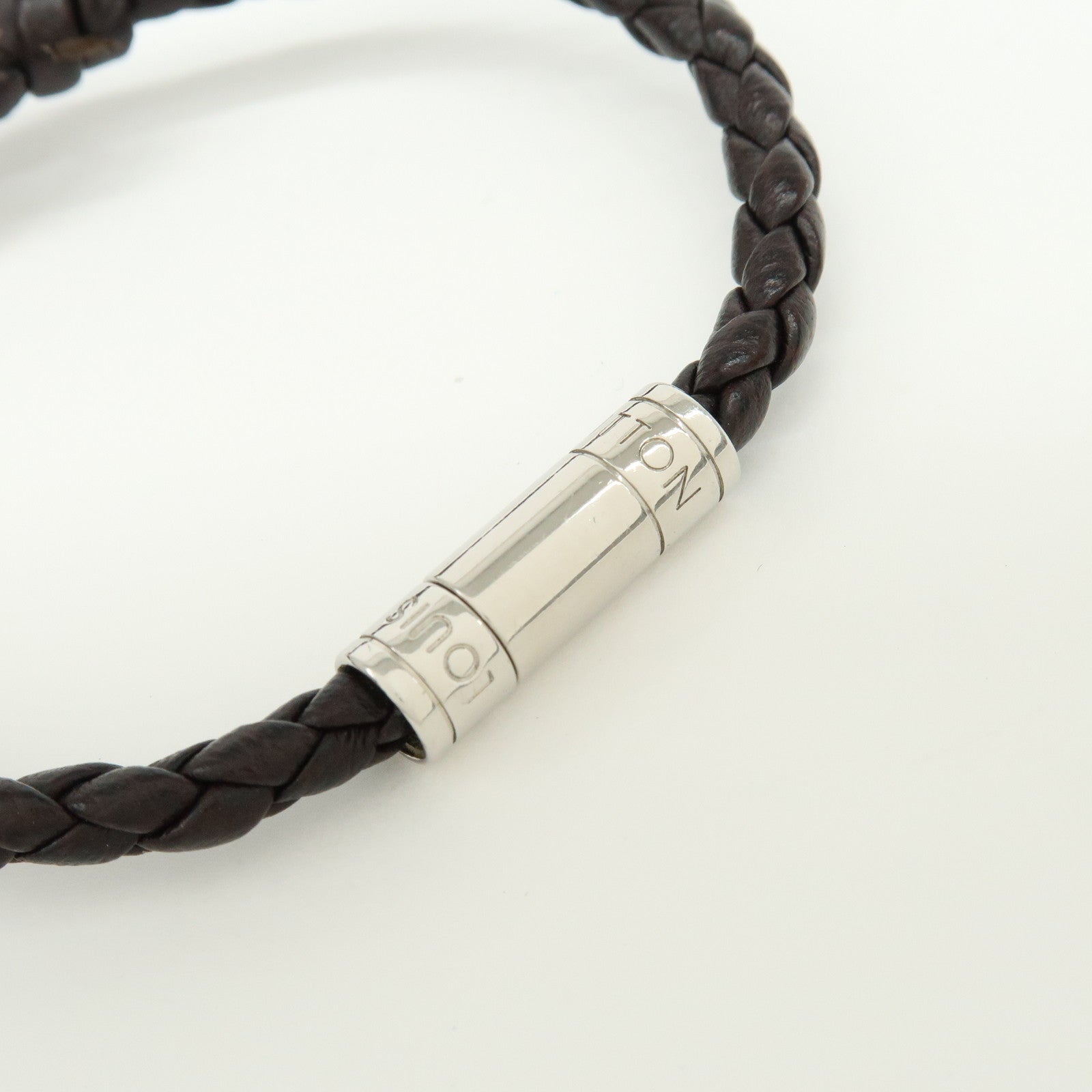 Louis Vuitton Bracelet LV Circle Leather Metal Bracelet Black M6188