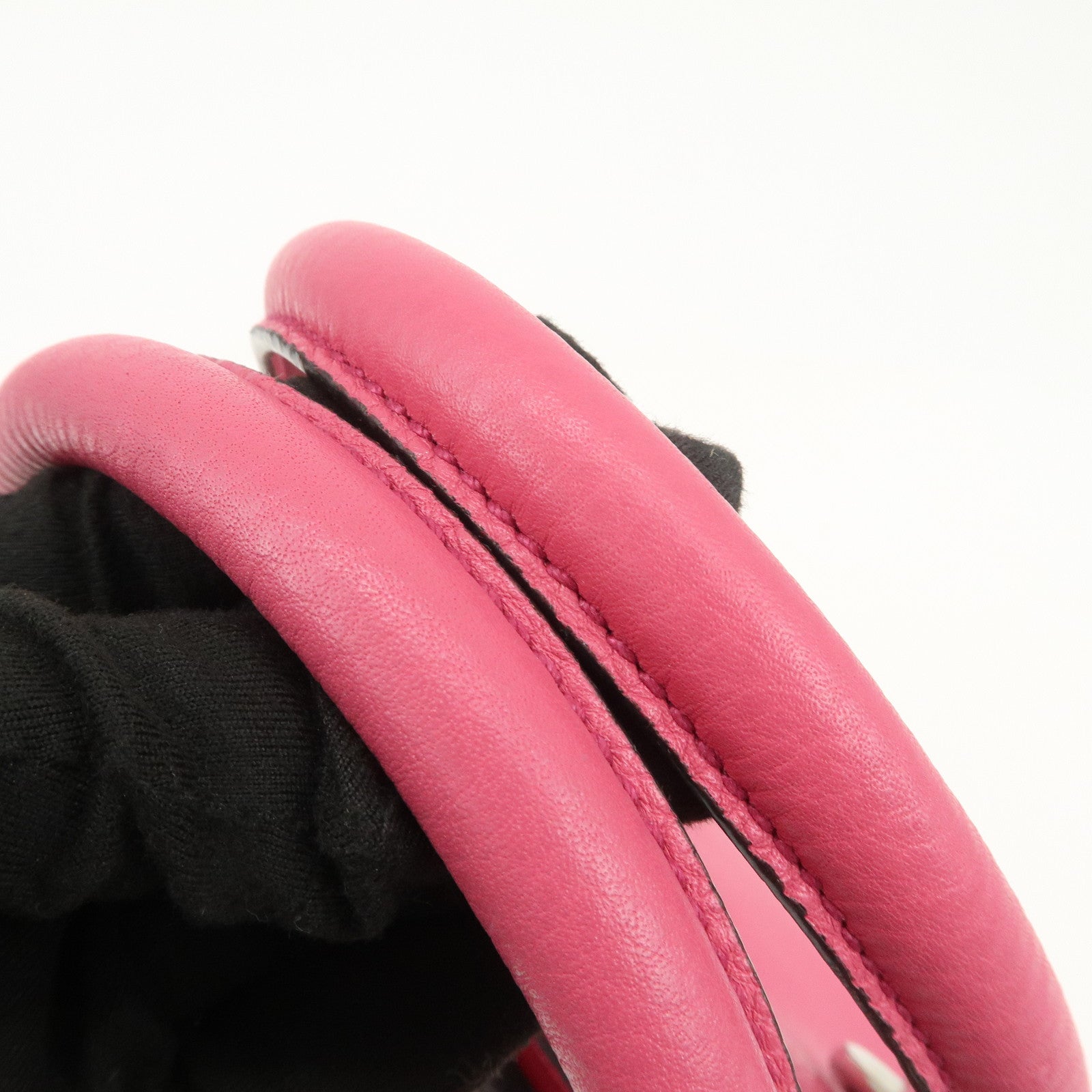 PRADA Triange Logo Leather 2Way Hand Bag Shouldr Bag Pink BN2853