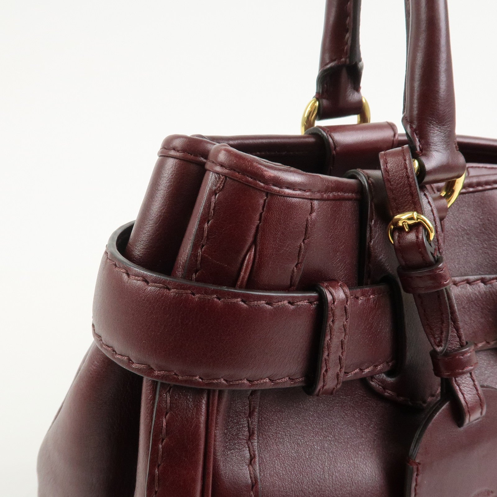 GUCCI GG Running Leather Tote Bag Hand Bag Wine Red 247183