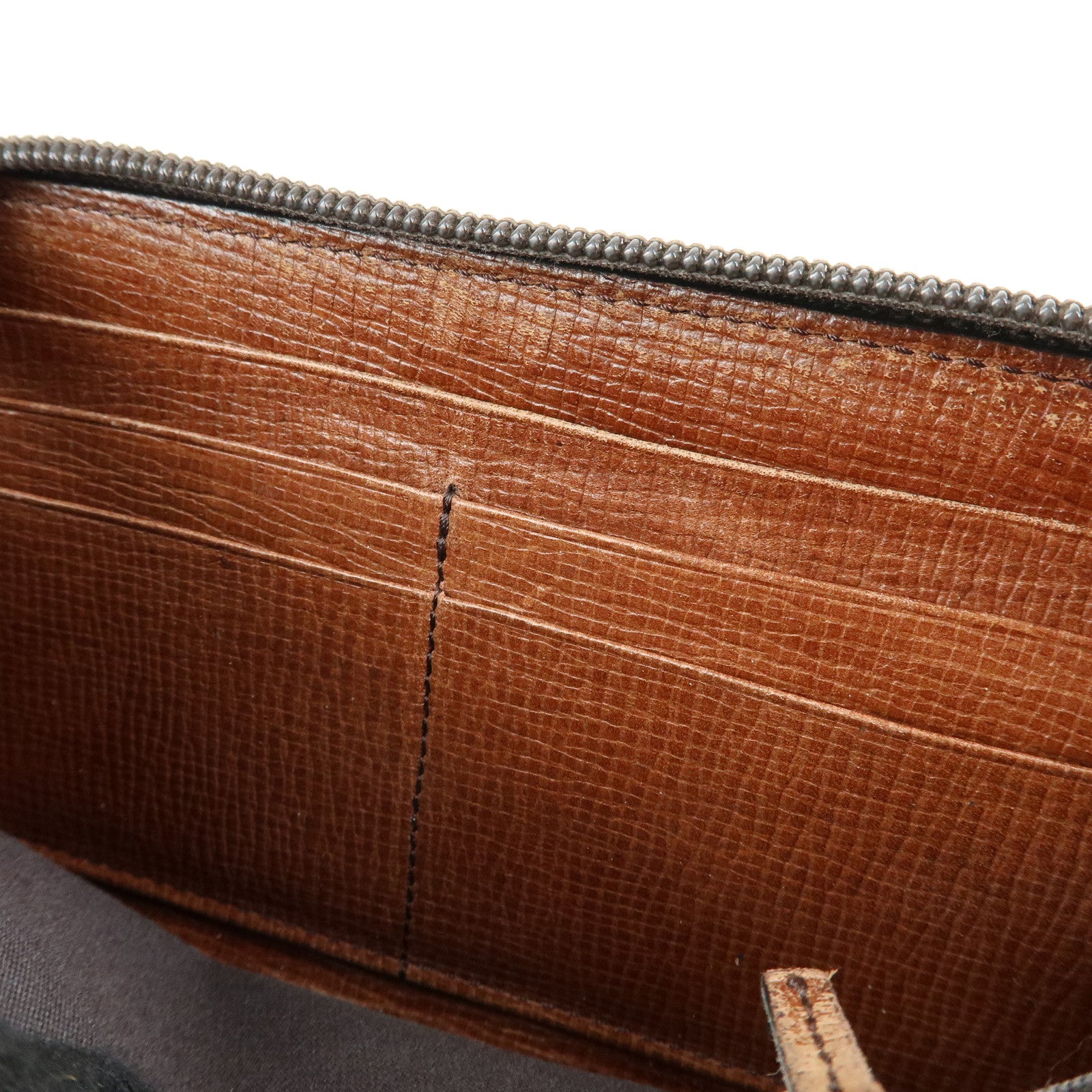 FENDI Zucchino Canvas Leather Round Zippy Long Wallet Brown 8M0024