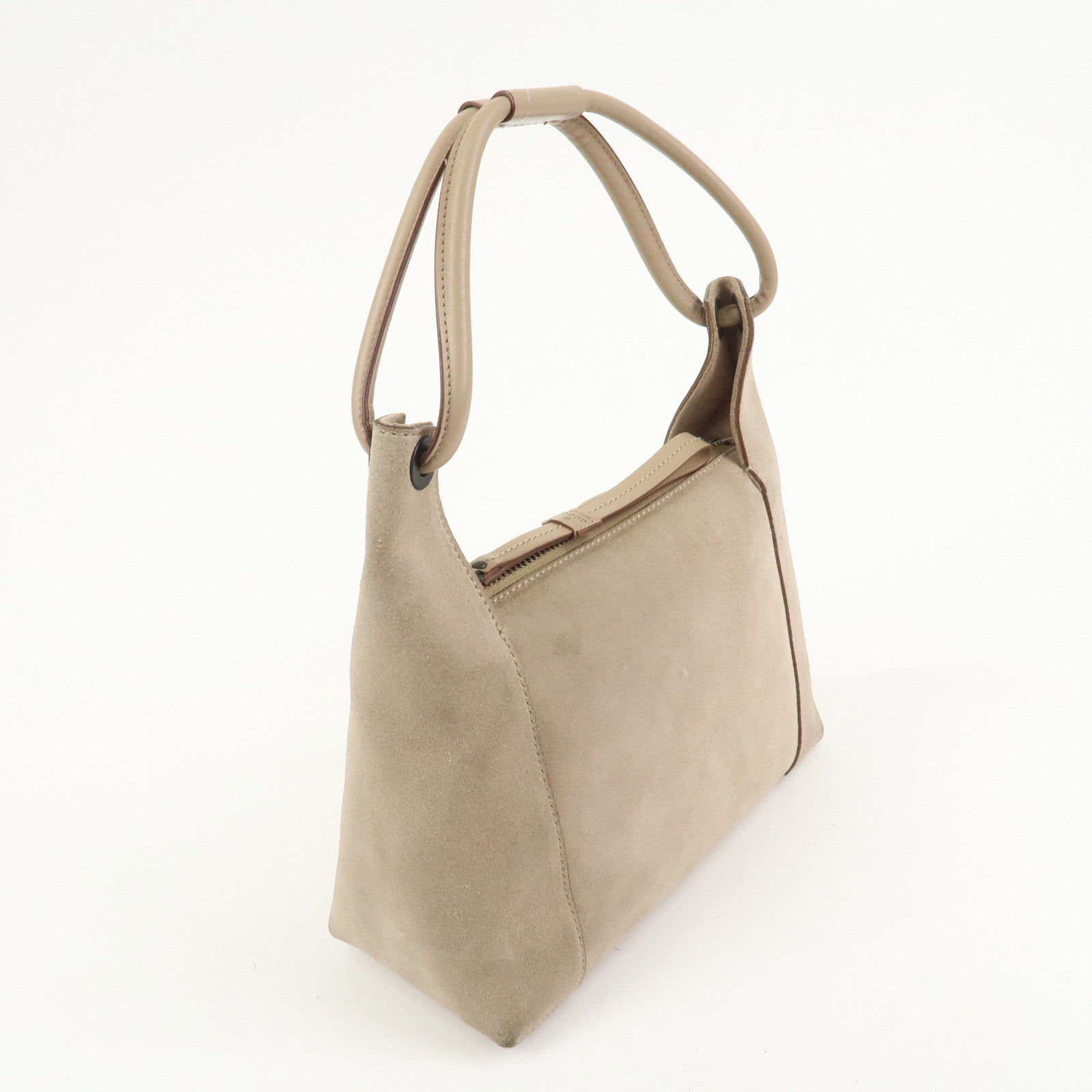 GUCCI Logo Suede Shoulder Bag Hand Bag Beige 101333